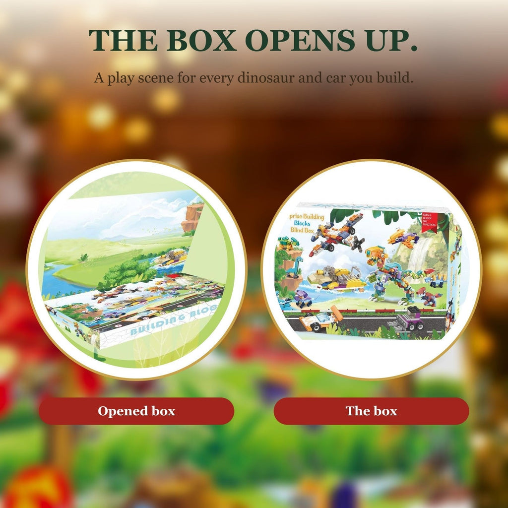 Supplier graphic showing the box opened into a play scene.
