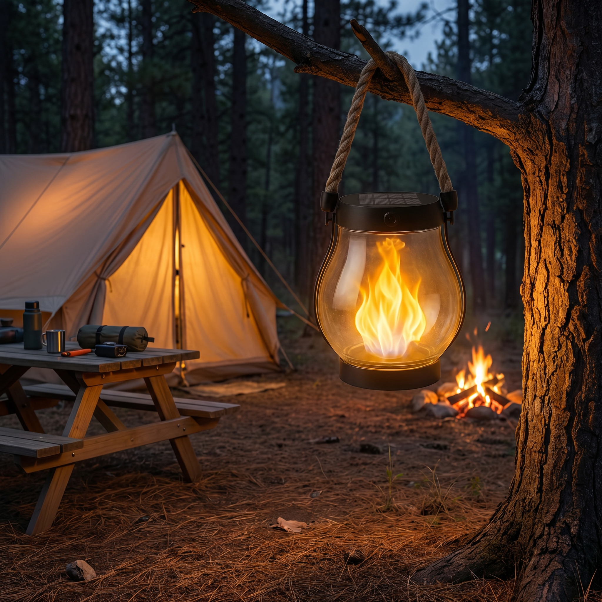 Solar Flame Lantern Outdoor Hanging Light