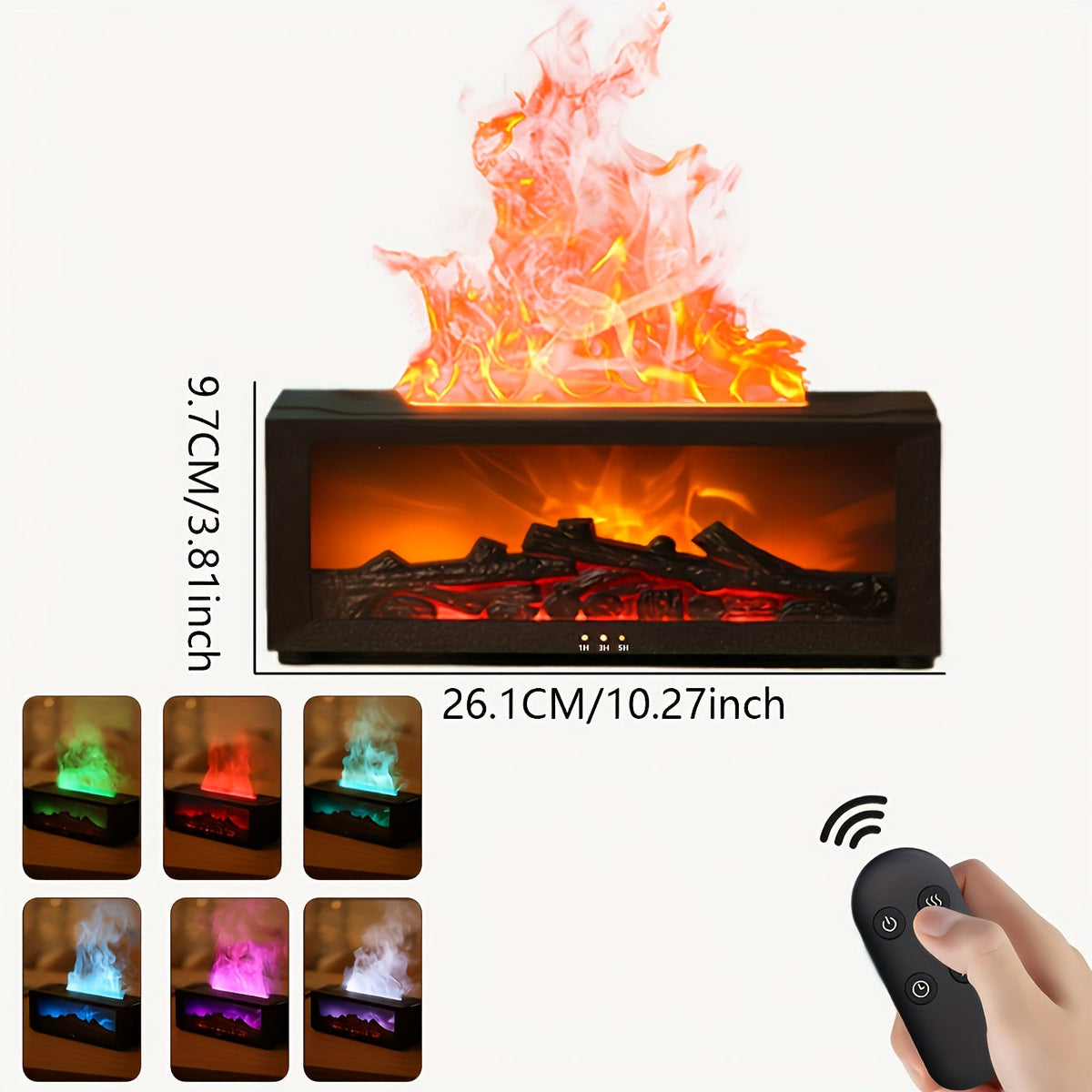 Flame Fireplace Aromatherapy Diffuser with Simulated Flame Colourful Lights and Timer