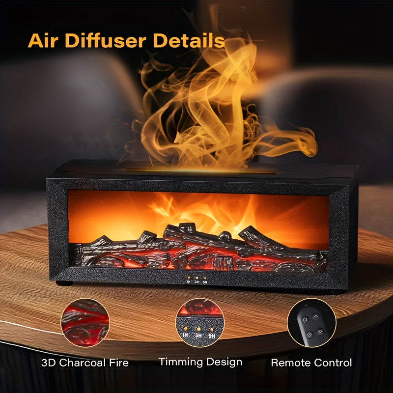 Flame Fireplace Aromatherapy Diffuser with Simulated Flame Colourful Lights and Timer
