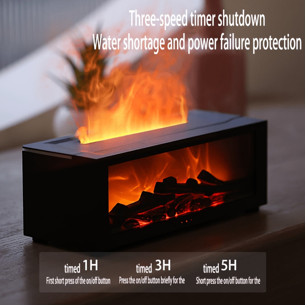 Flame Fireplace Aromatherapy Diffuser with Simulated Flame Colourful Lights and Timer