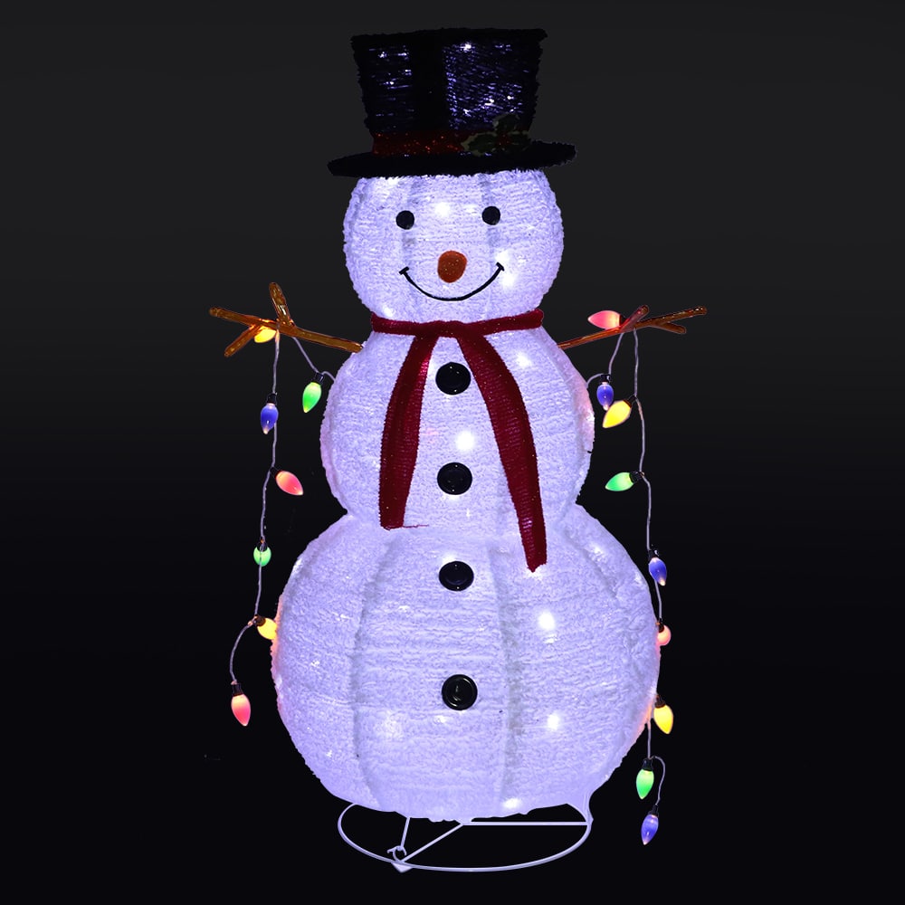 Foldable LED Snowman 120 cm with Warm White Lights