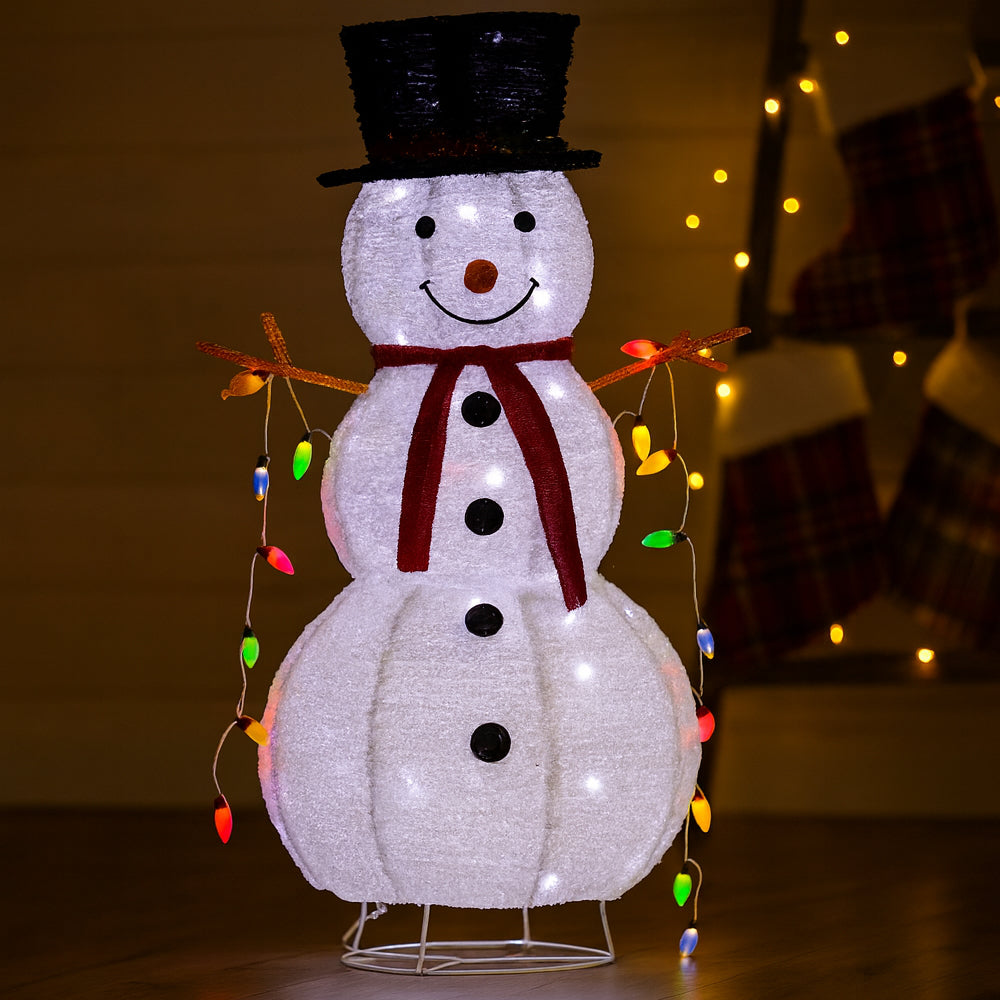 Foldable LED Snowman 120 cm with Warm White Lights