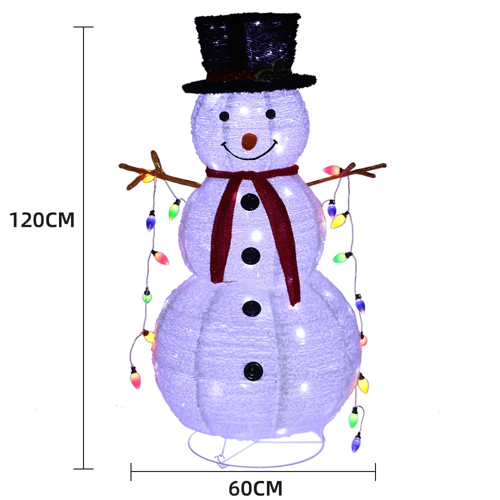 Foldable LED Snowman 120 cm with Warm White Lights