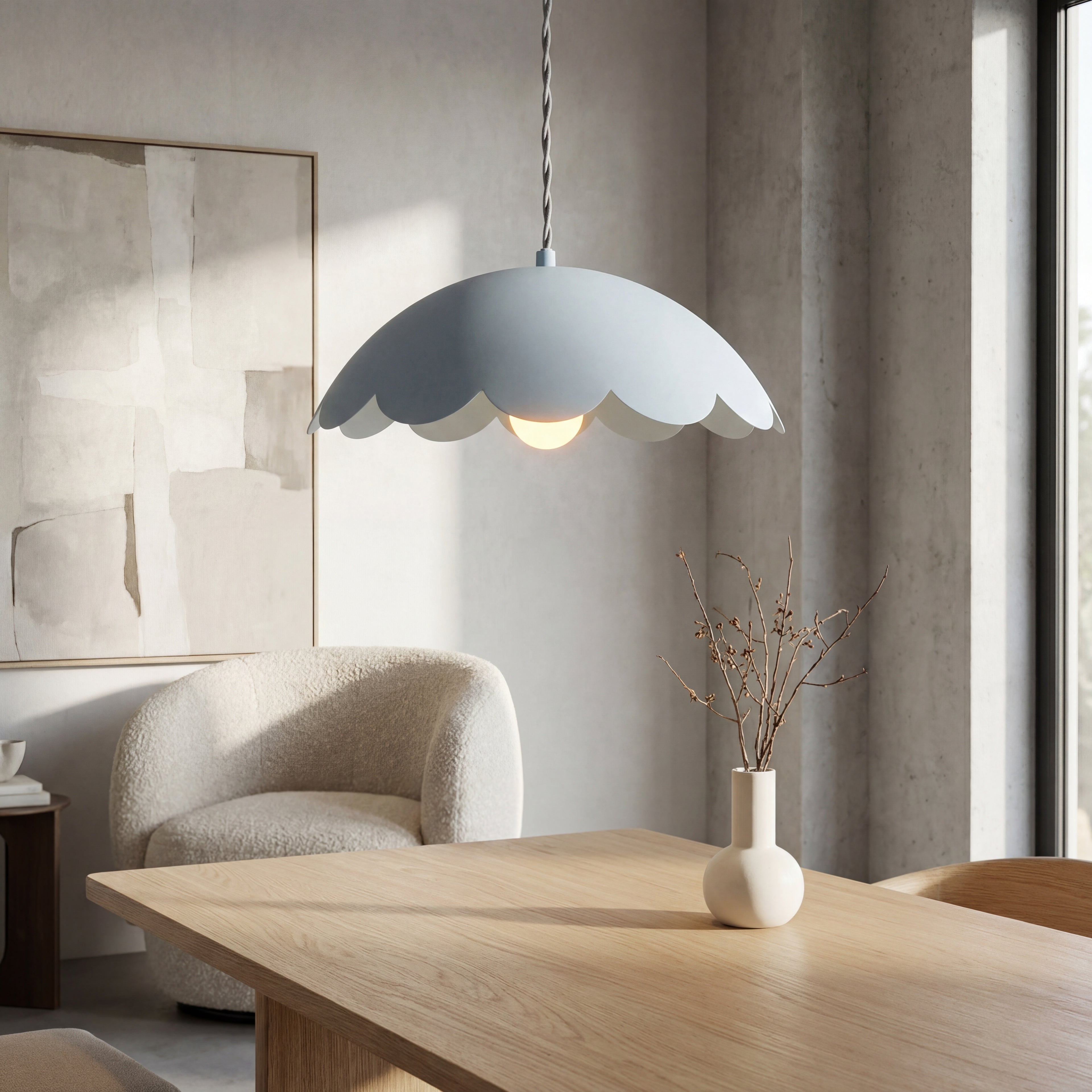 Celeste Powder Blue Floral Ceiling Pendant – Vintage Pastel Light