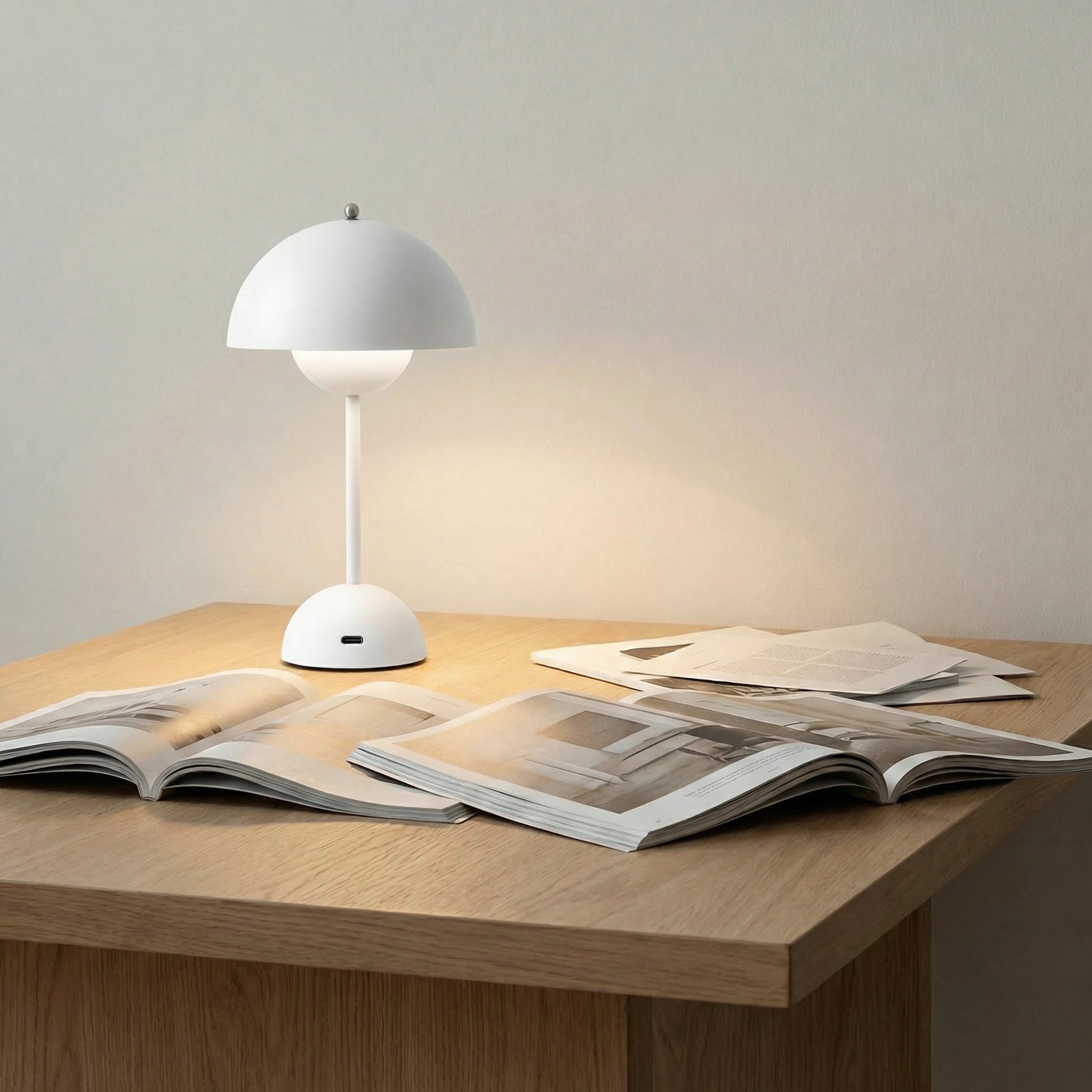 Modern Dome Table Lamp with Sculpted Gloss Finish