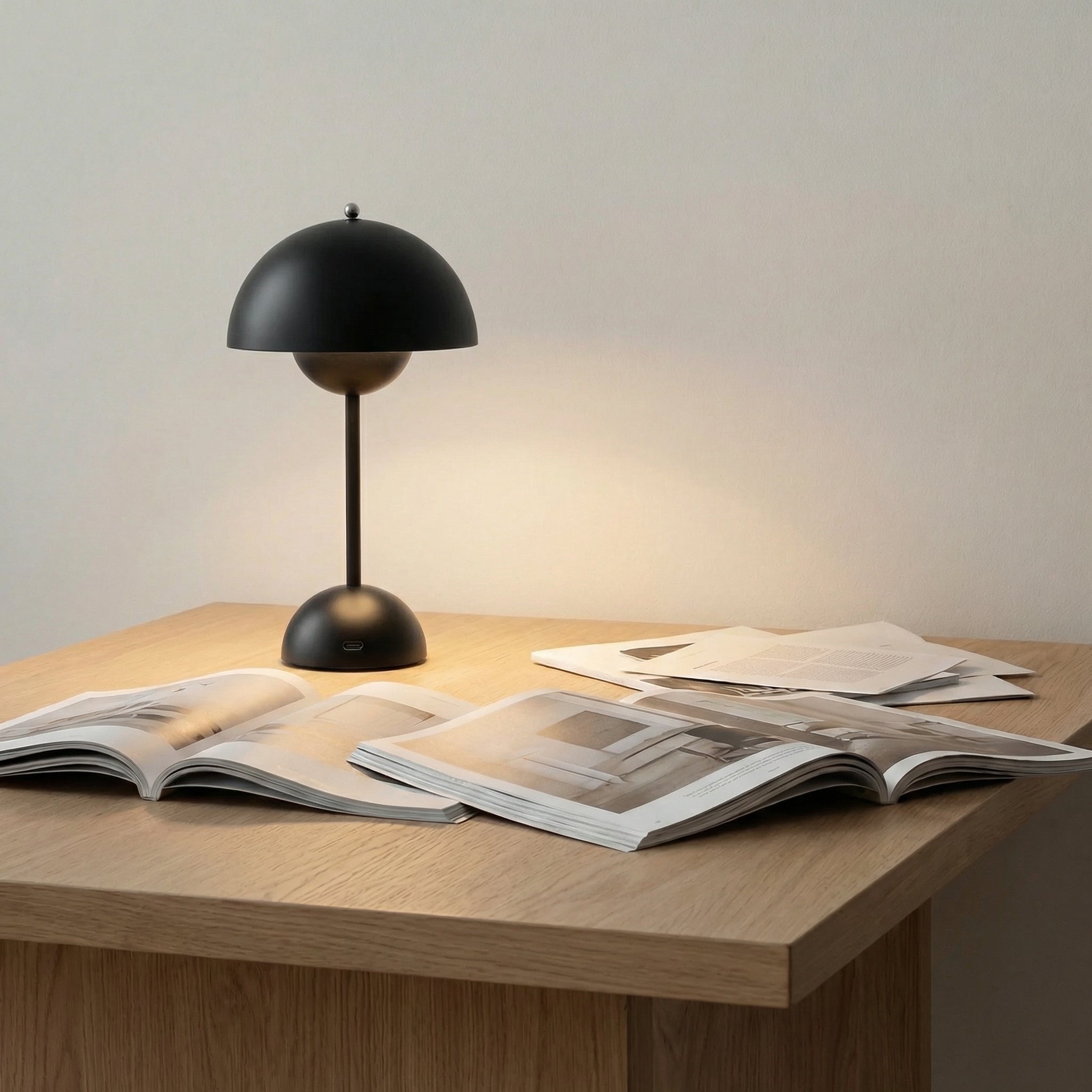 Modern Dome Table Lamp with Sculpted Gloss Finish