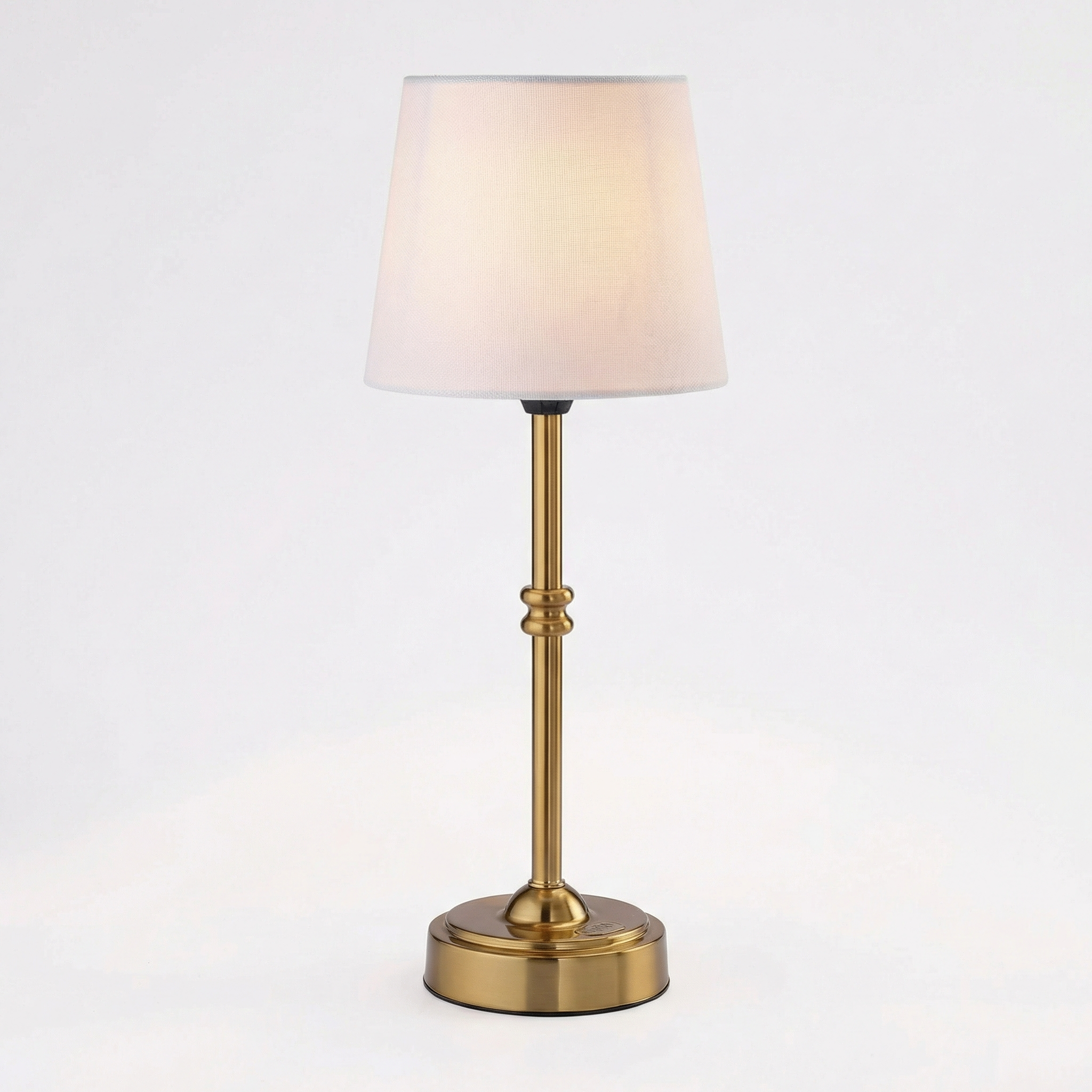 Brass Table Lamp with Soft Fabric Shade