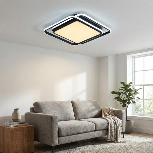 Black Checkered LED Ceiling Light 50×50CM