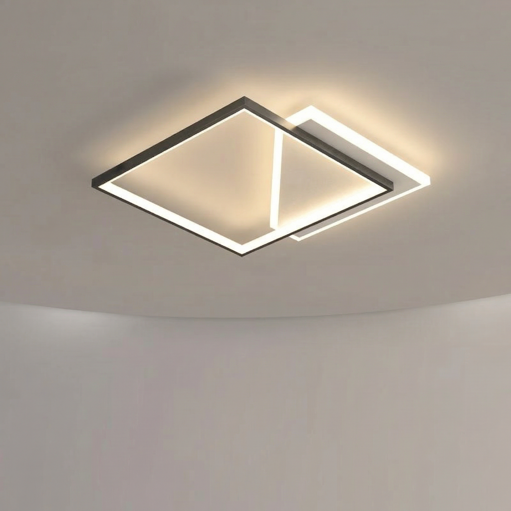 Black Dual Square LED Ceiling Light 50×50CM