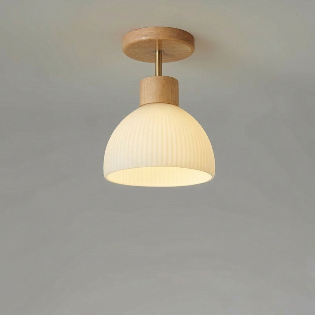 Nordic Wooden Glass Ceiling Light