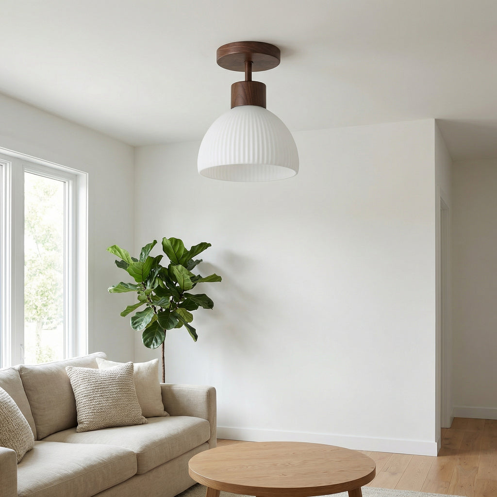 Nordic Wooden Glass Ceiling Light