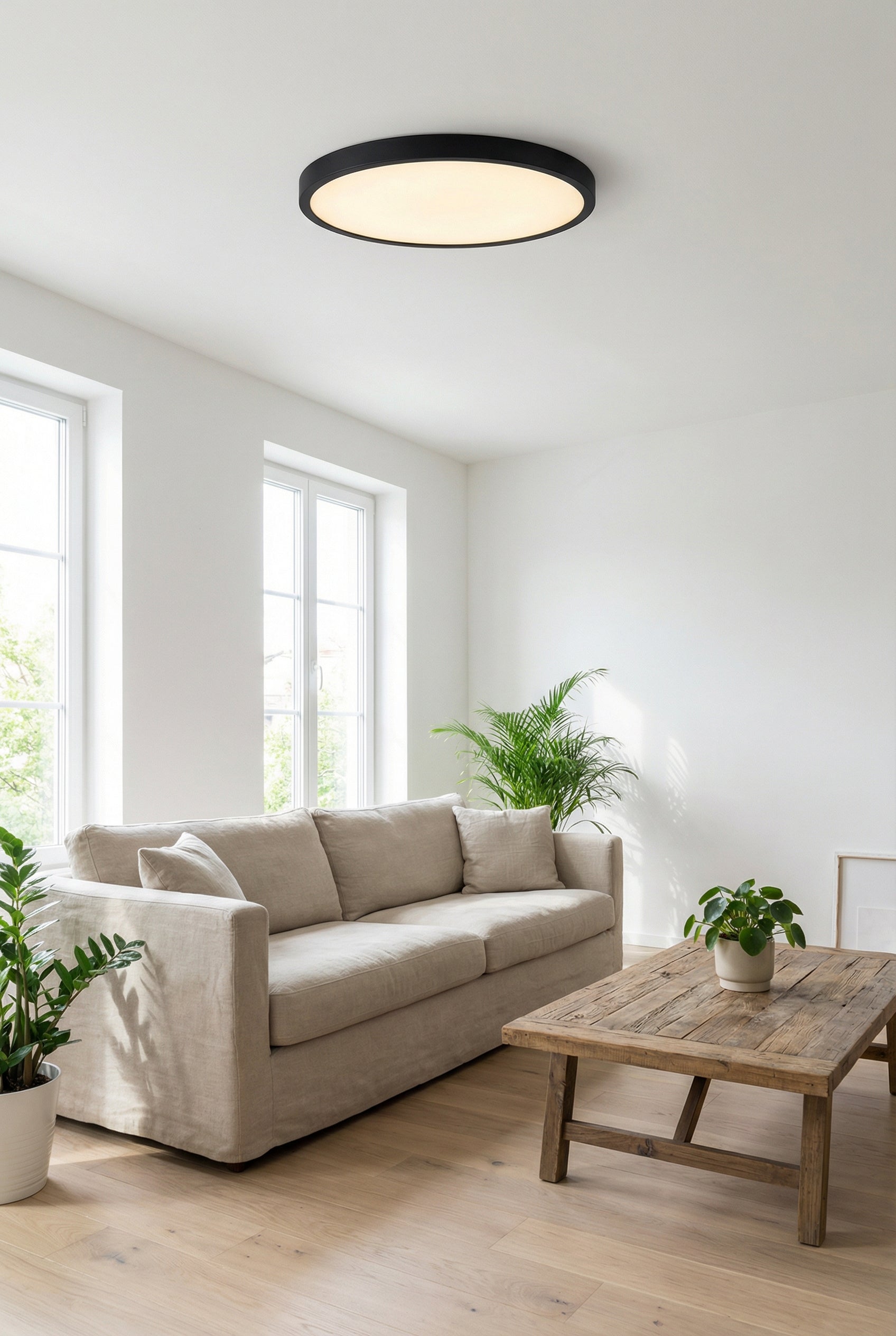 Vintage Walnut Round LED Ceiling Light