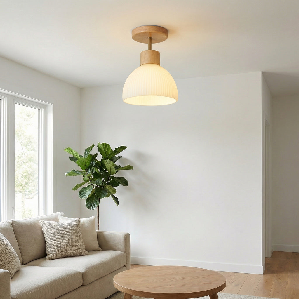 Nordic Wooden Glass Ceiling Light