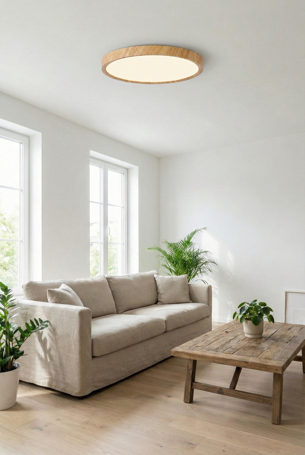 Vintage Walnut Round LED Ceiling Light