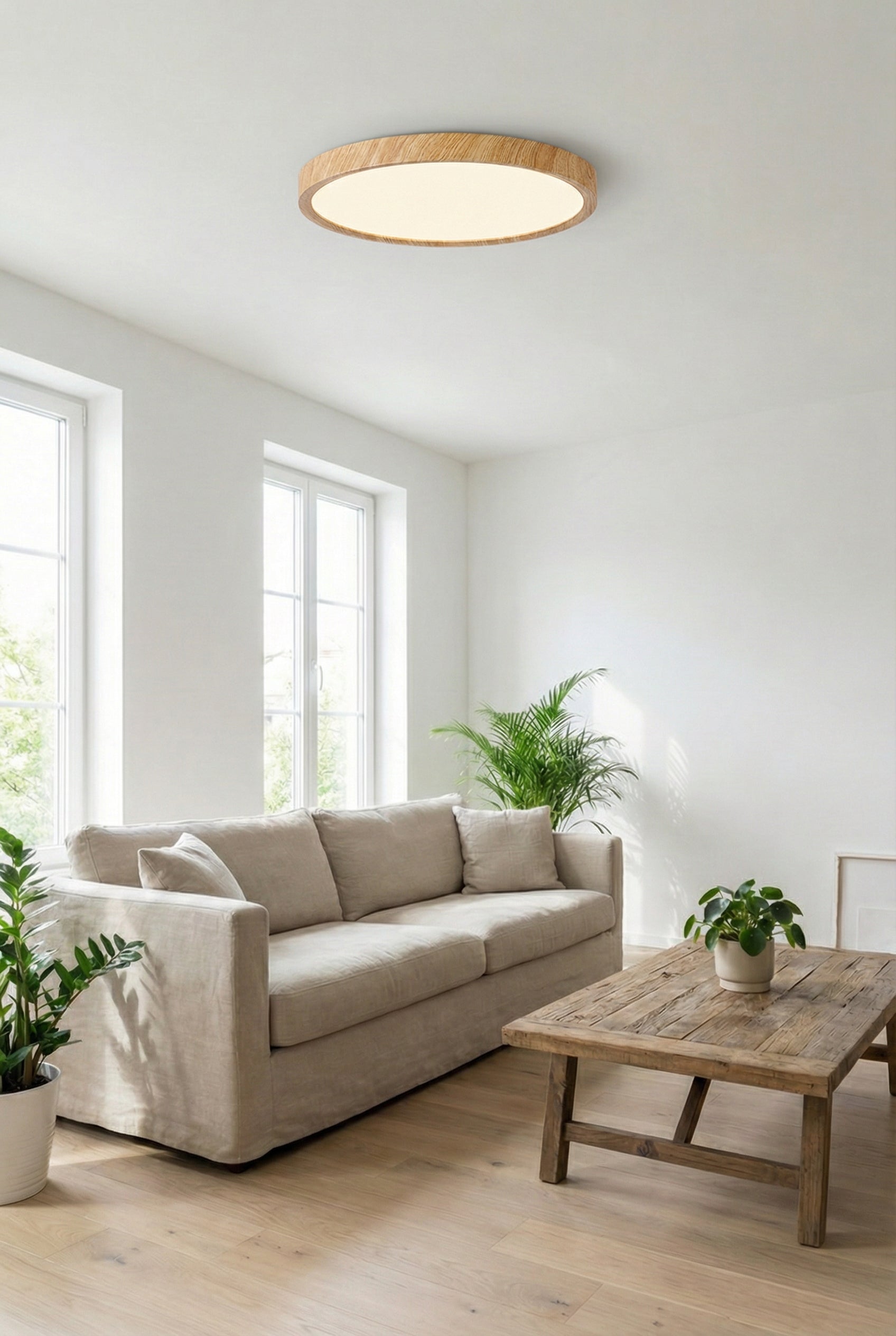 Vintage Walnut Round LED Ceiling Light