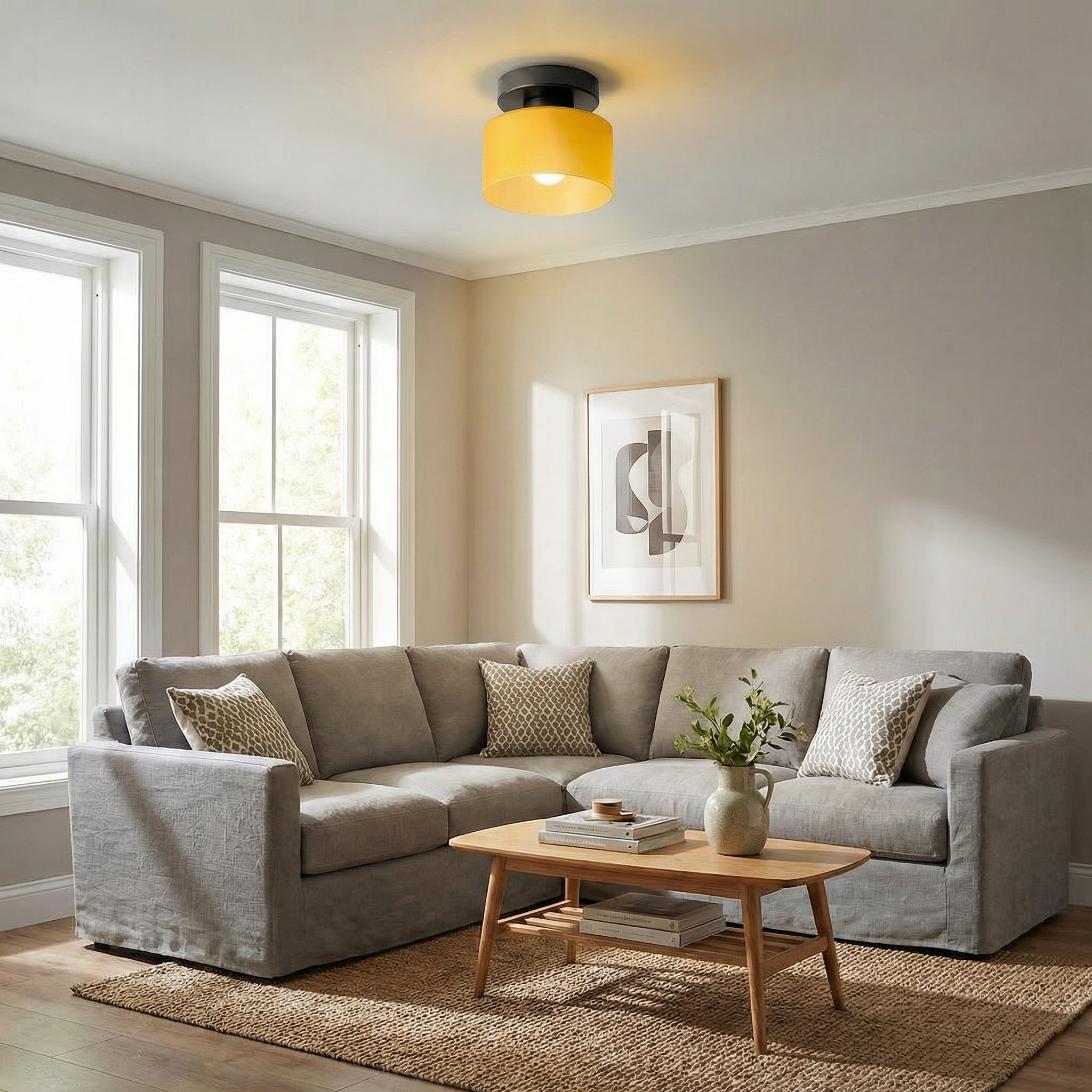 Modern Amber Glass Ceiling Light