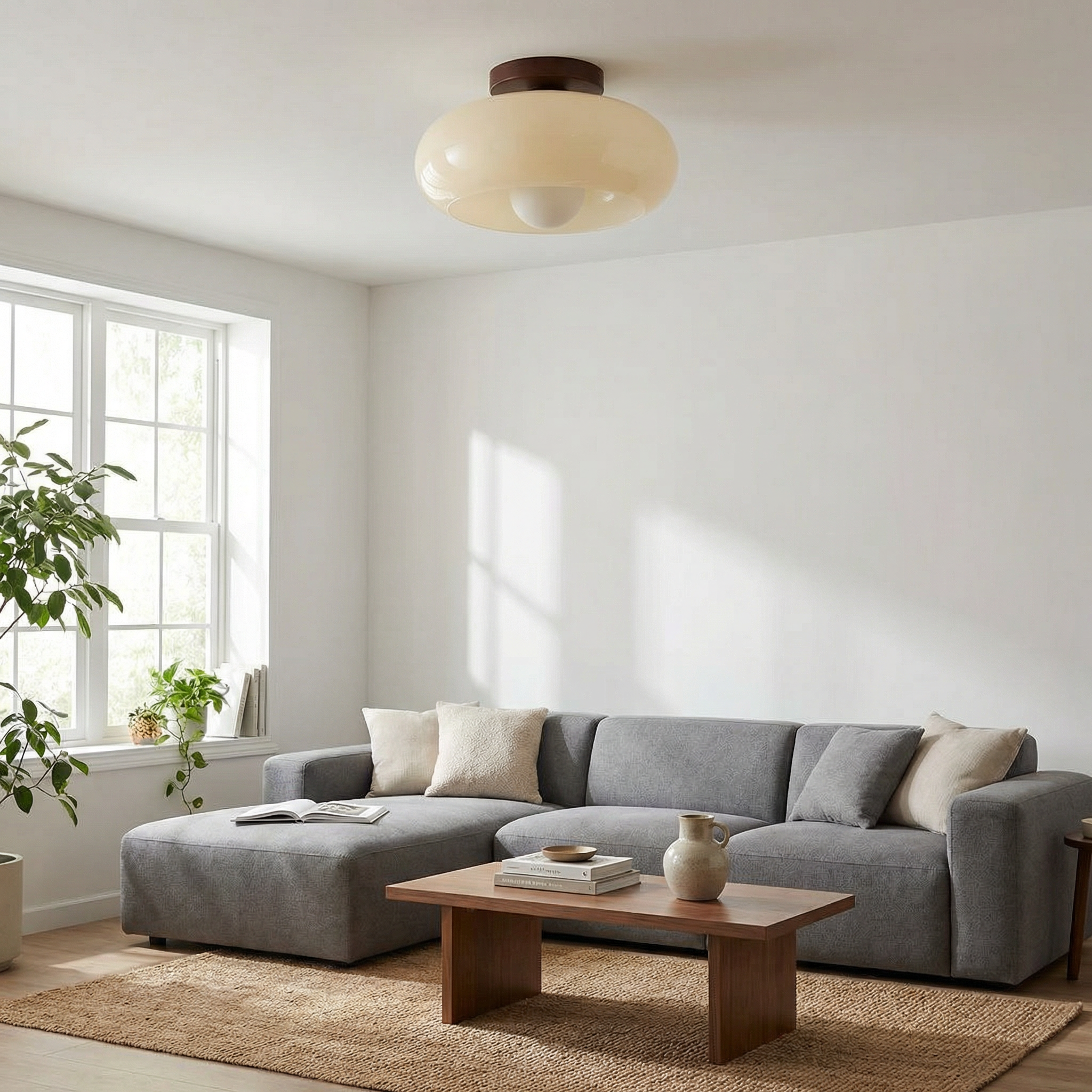 Minimalist Walnut Wood Ceiling Light