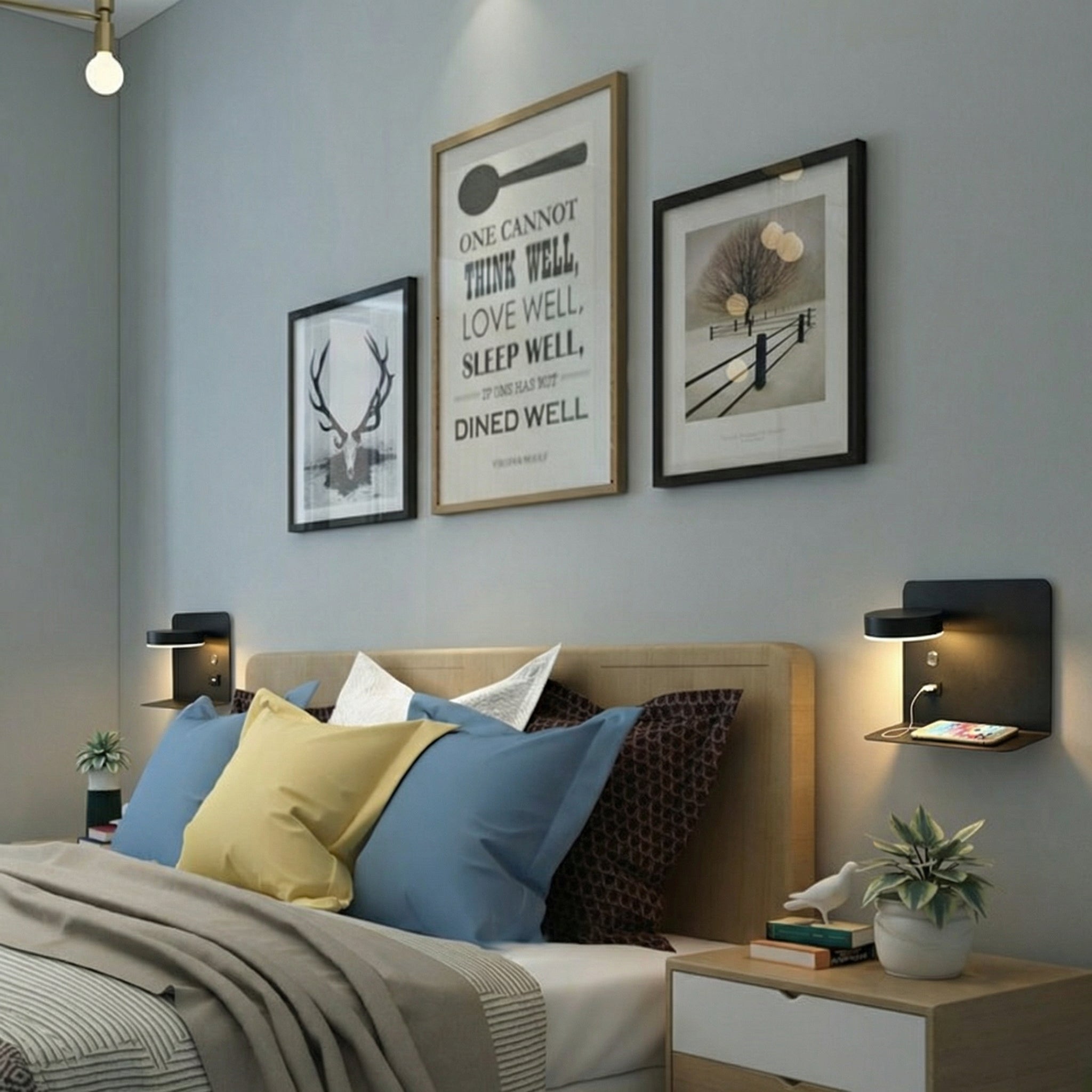 Modern LED Wall Lamp with USB Charging Port