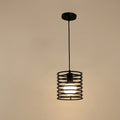 Nordic Black Striped Cylinder Cage Pendant Light