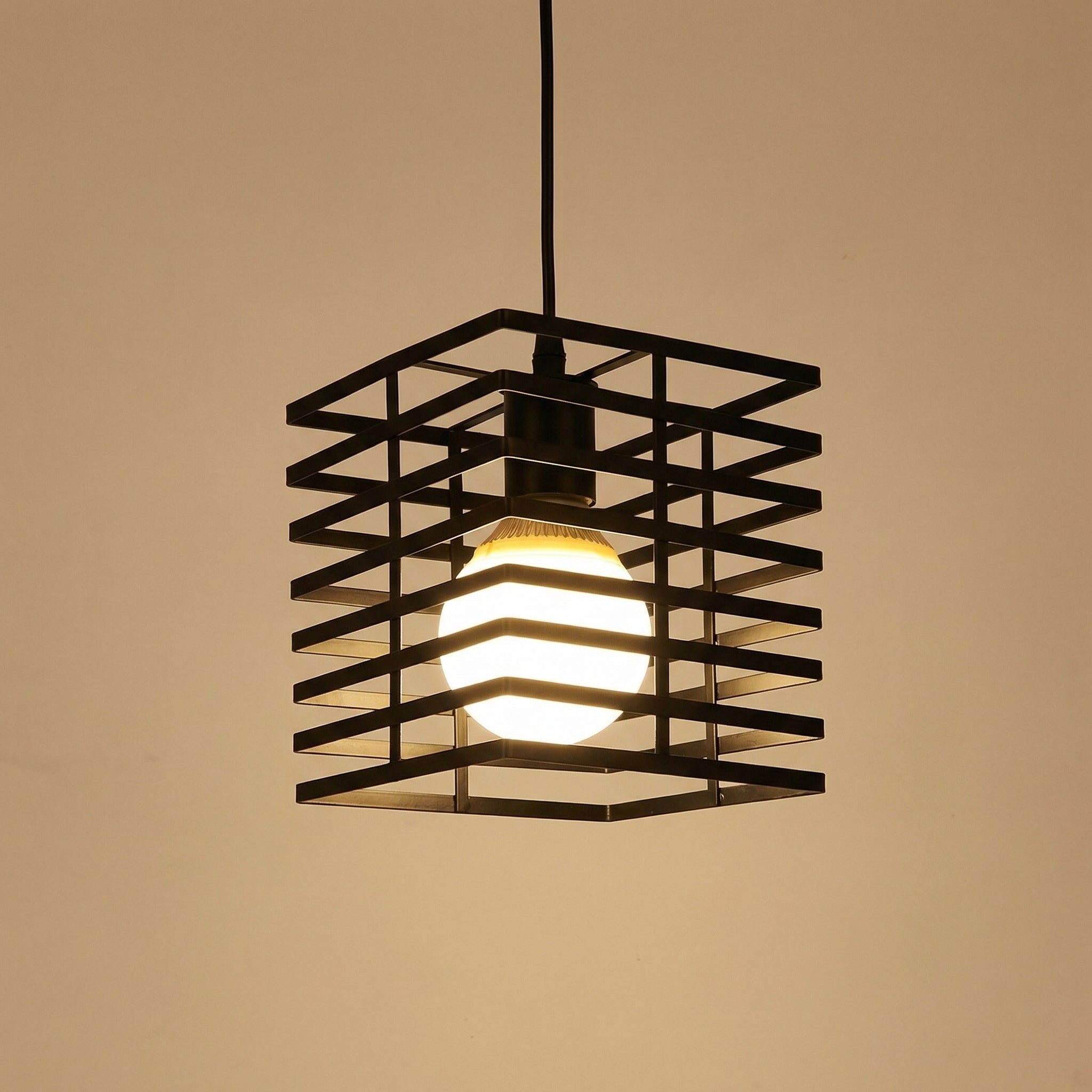 Nordic Black Square Cage Pendant Light