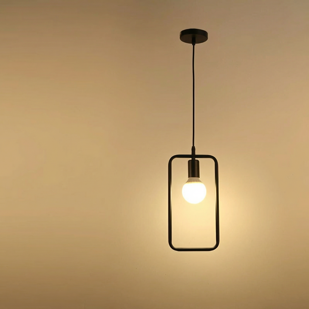 Nordic Black Rectangle Frame Pendant Light