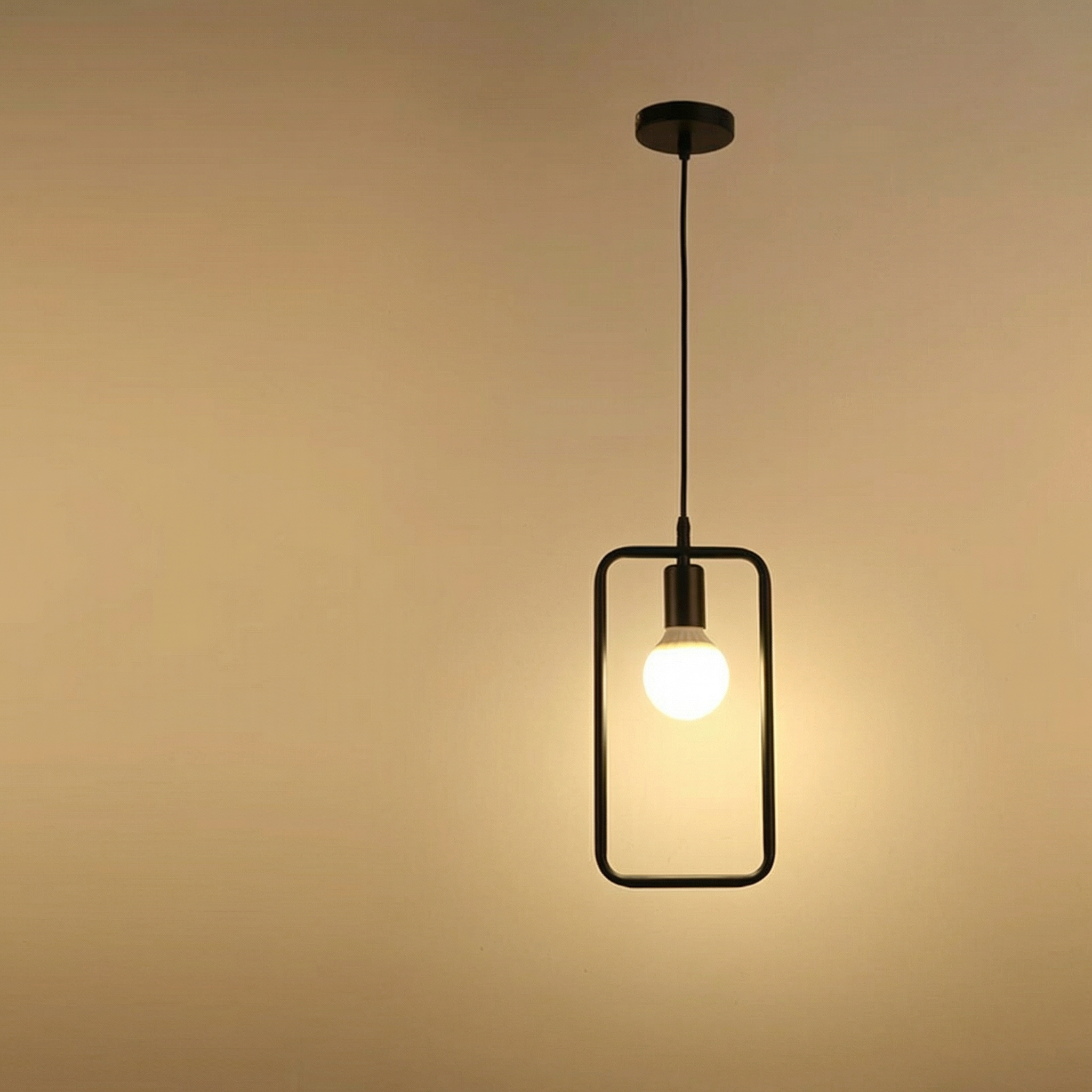 Nordic Black Rectangle Frame Pendant Light
