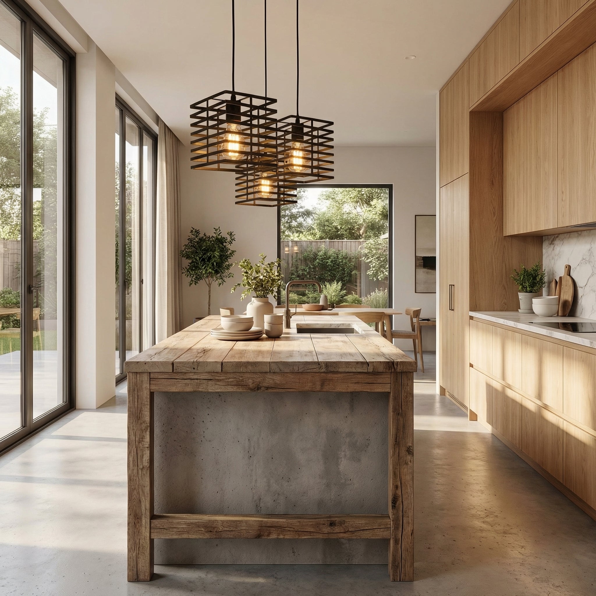 Nordic Black Square Cage Pendant Light