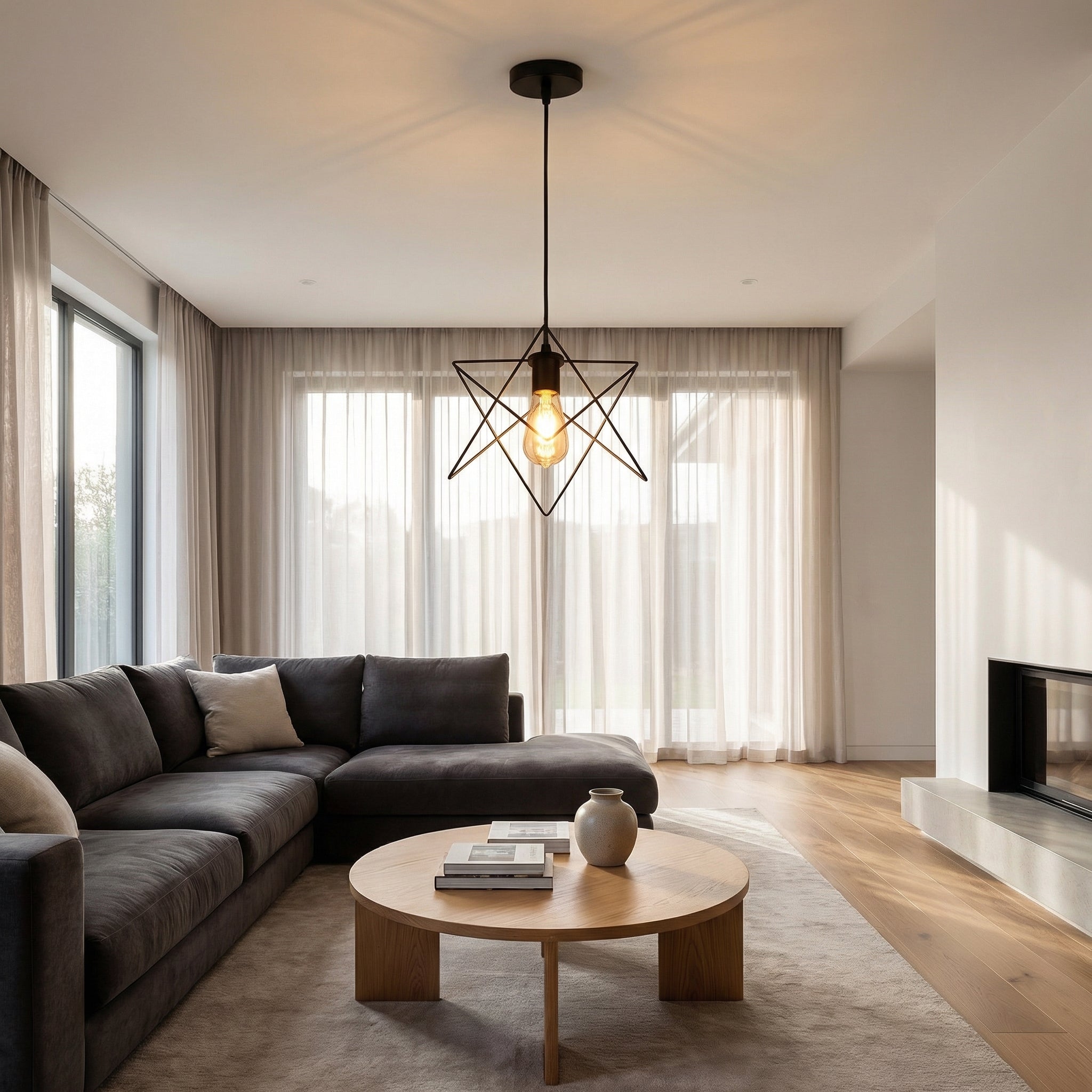 Nordic Black Star Frame Pendant Light