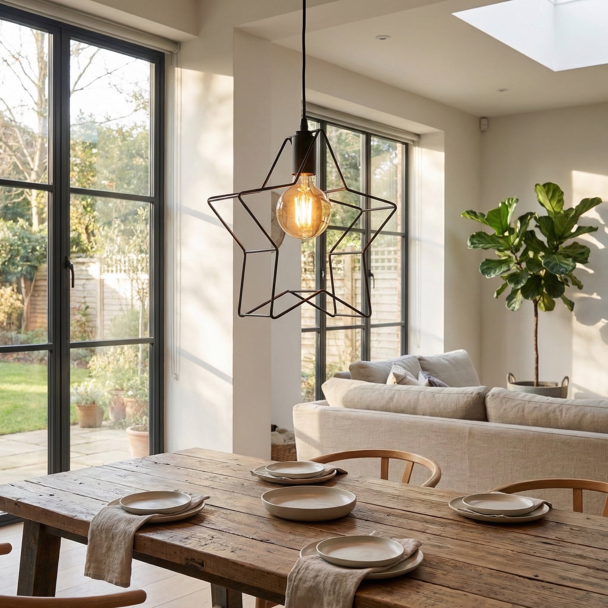 Nordic Black Five-Point Star Pendant Light