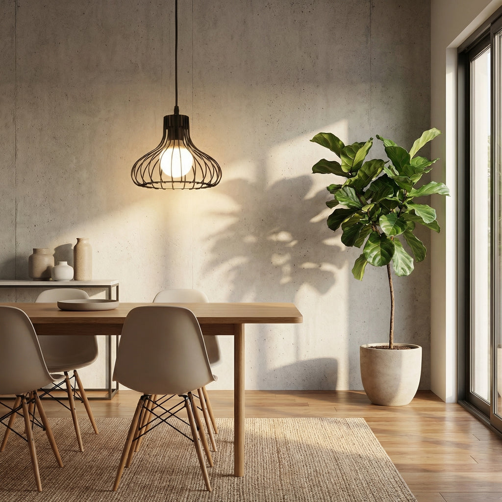 Nordic Black Industrial Cage Pendant Light