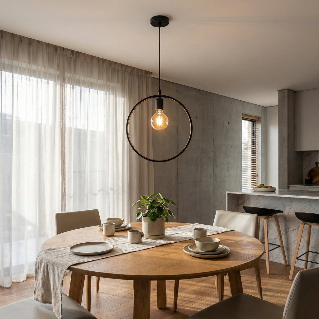 Nordic Black Circular Frame Pendant Light