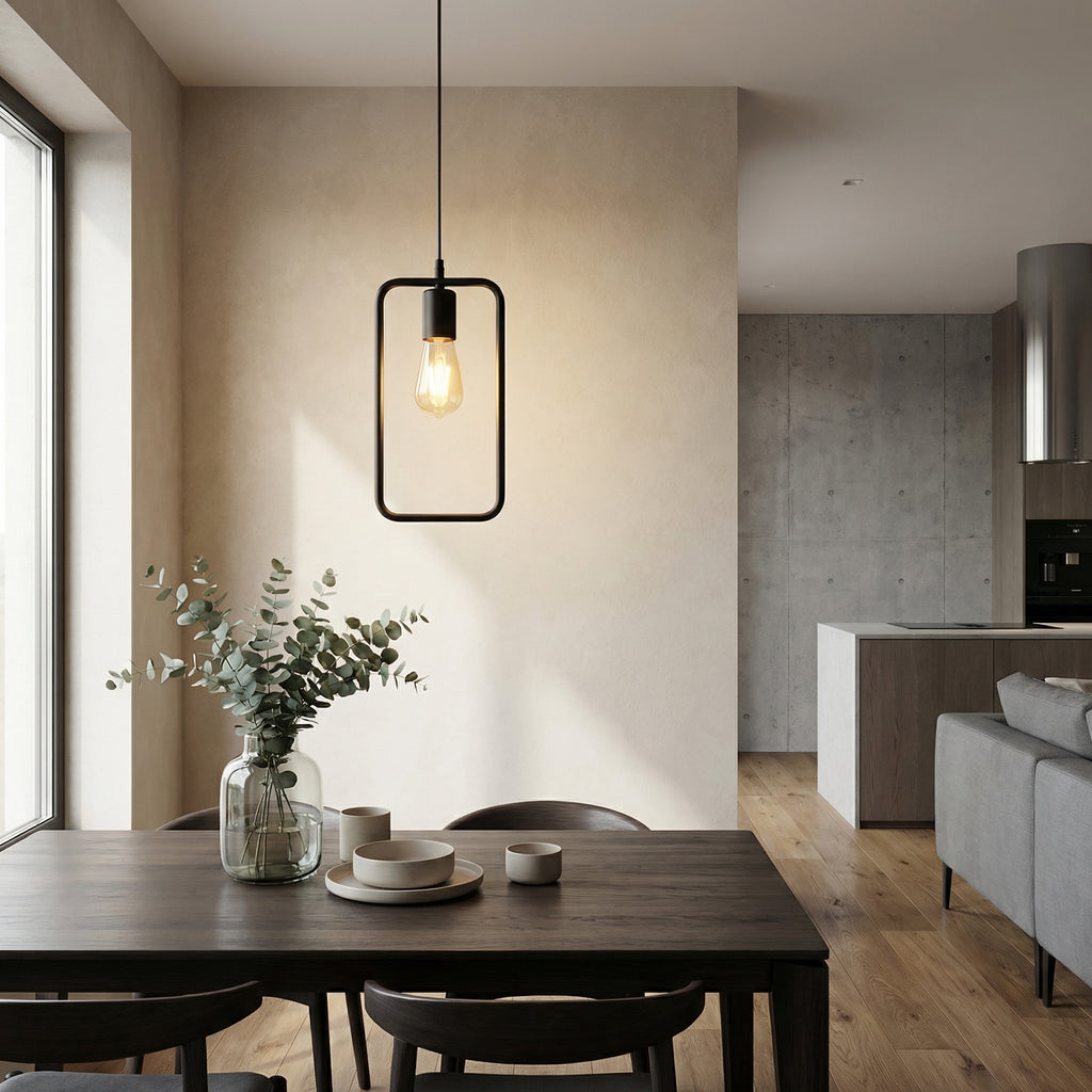 Nordic Black Rectangle Frame Pendant Light
