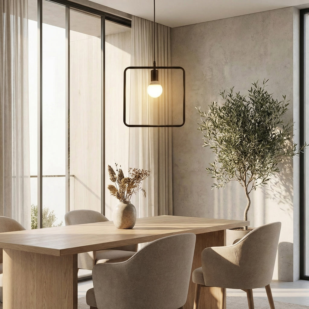 Nordic Black Square Frame Pendant Light