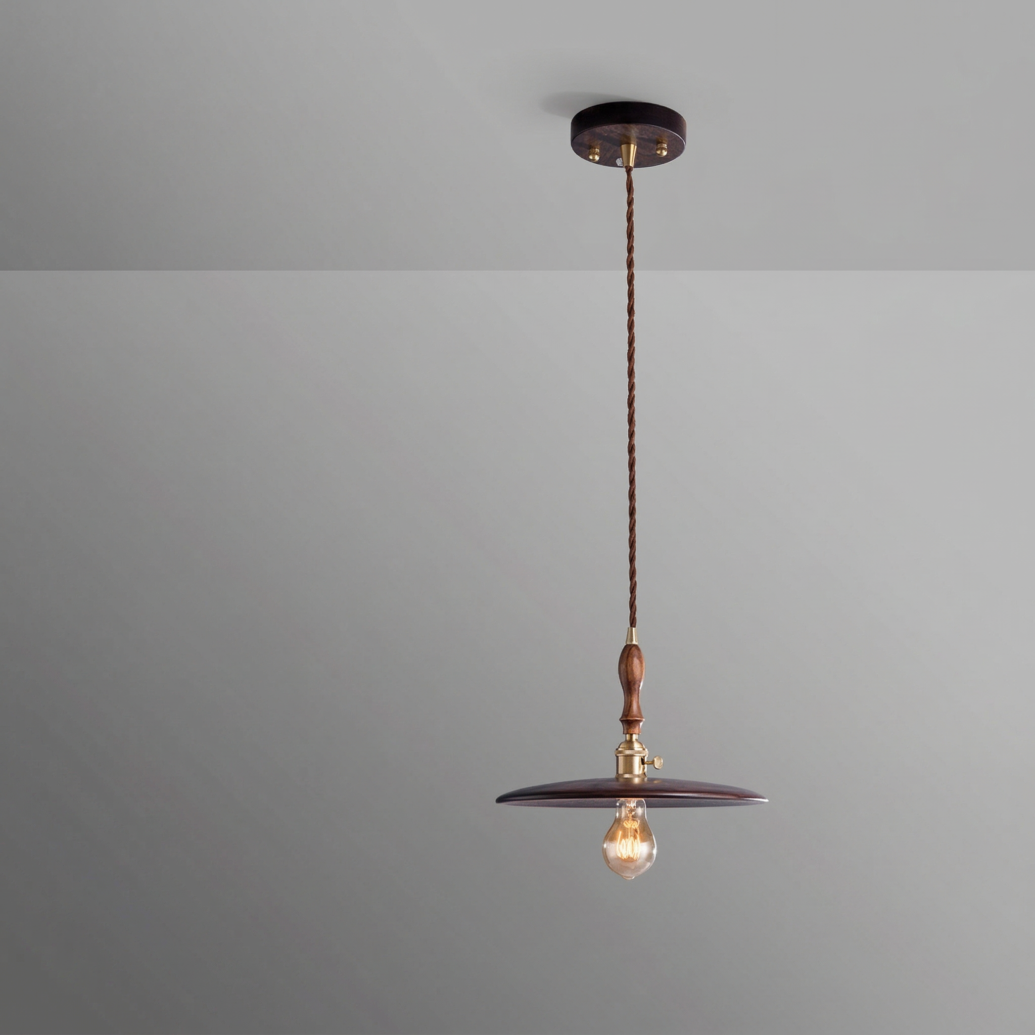 Japanese Walnut Wood Pendant Light