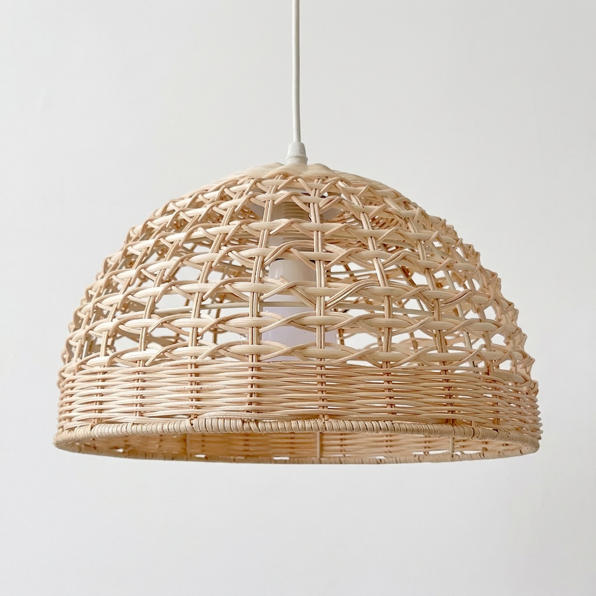 Handwoven Rattan Dome Pendant Light