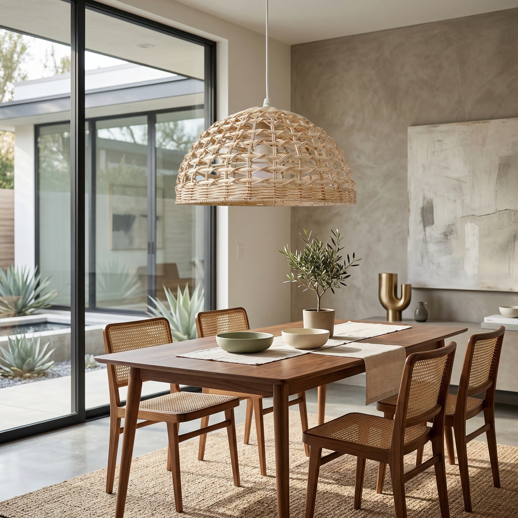 Handwoven Rattan Dome Pendant Light