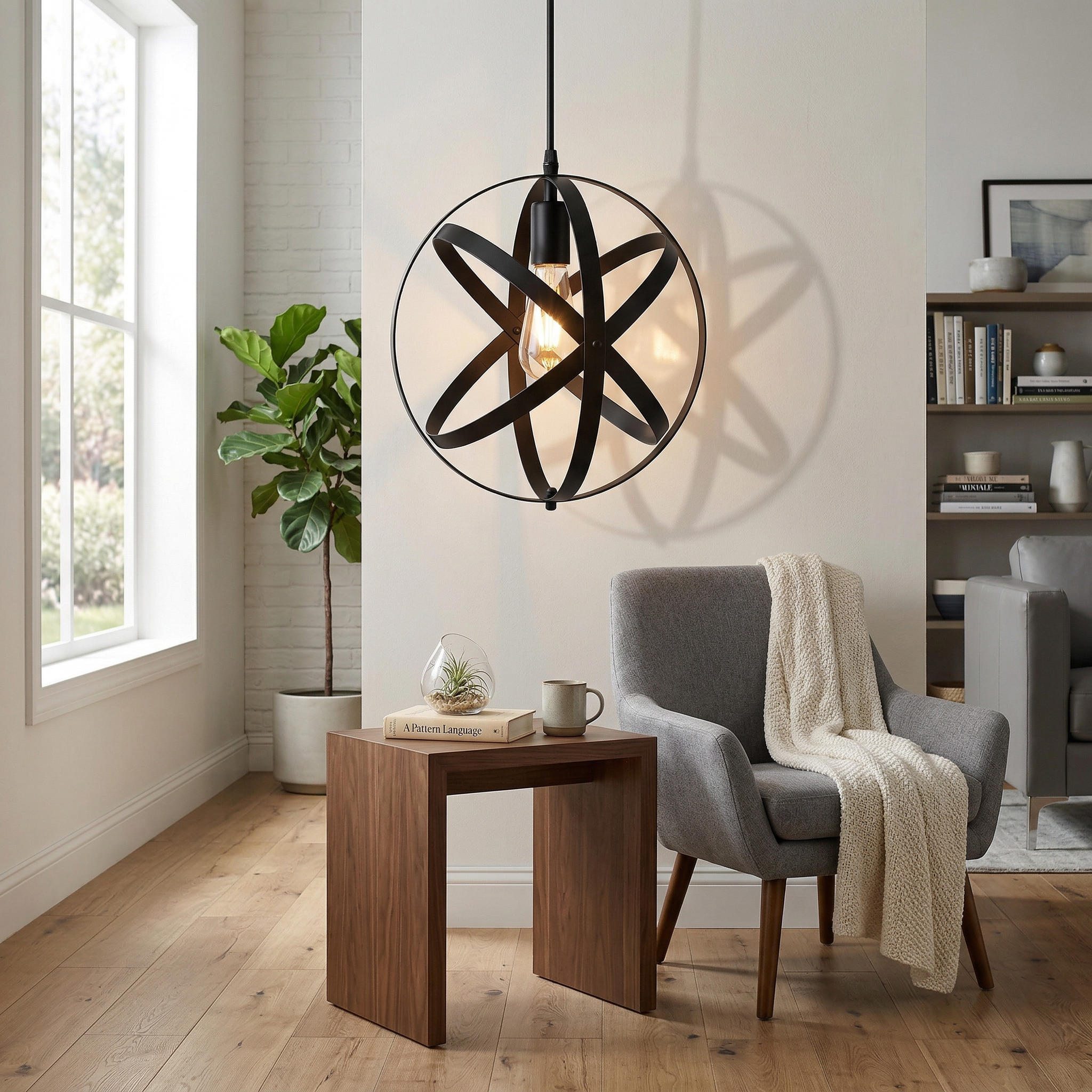 Industrial Orb Cage Pendant Light