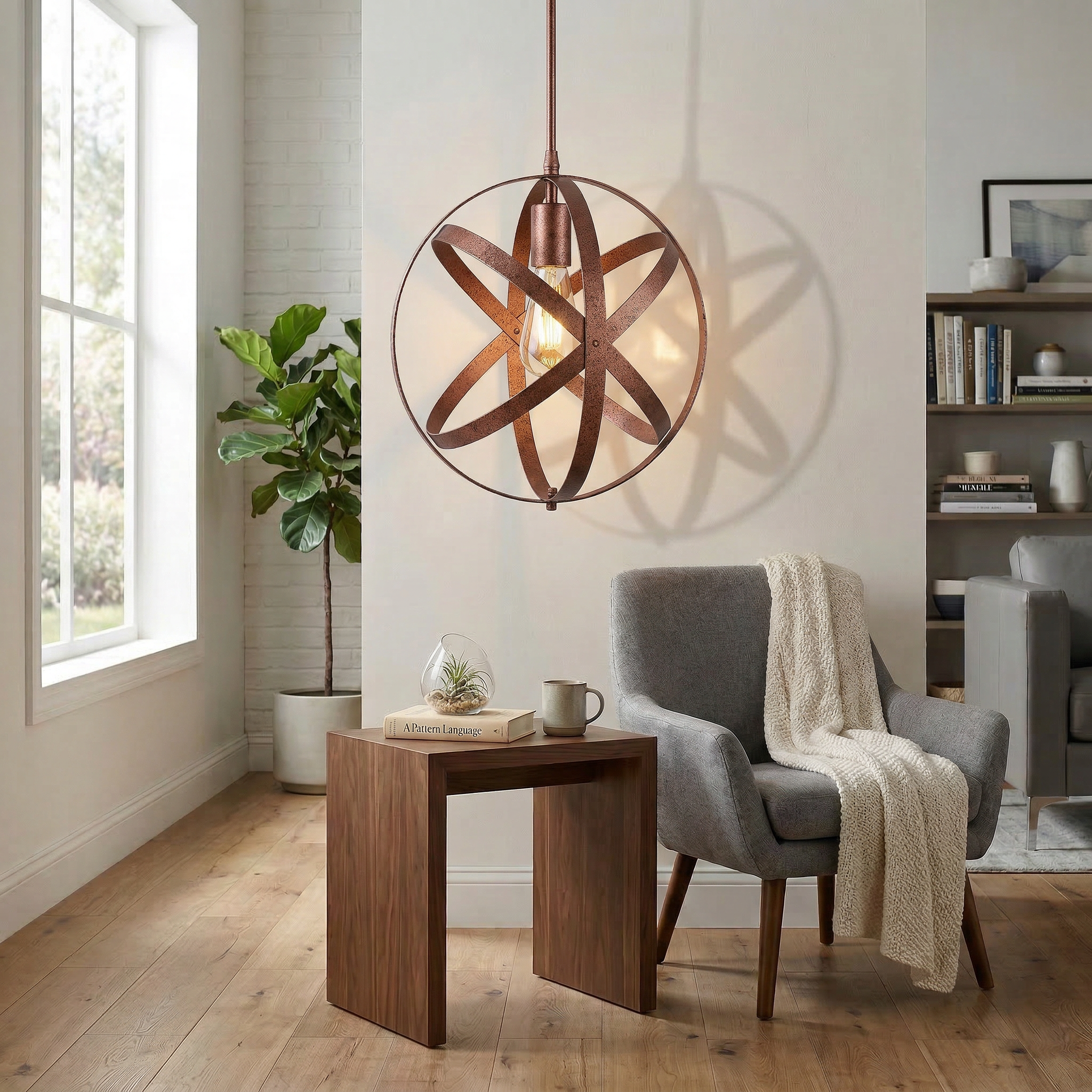Industrial Orb Cage Pendant Light