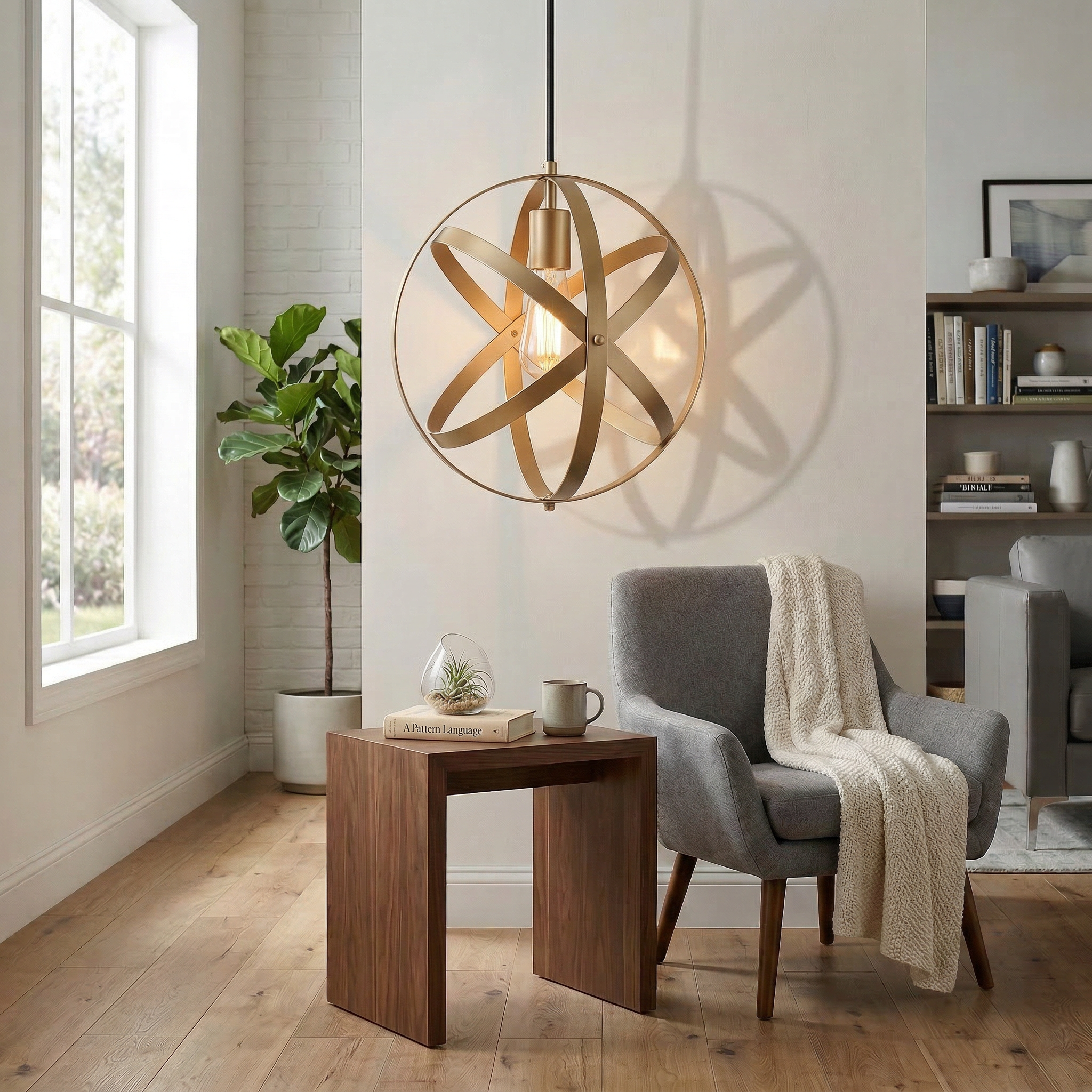 Industrial Orb Cage Pendant Light