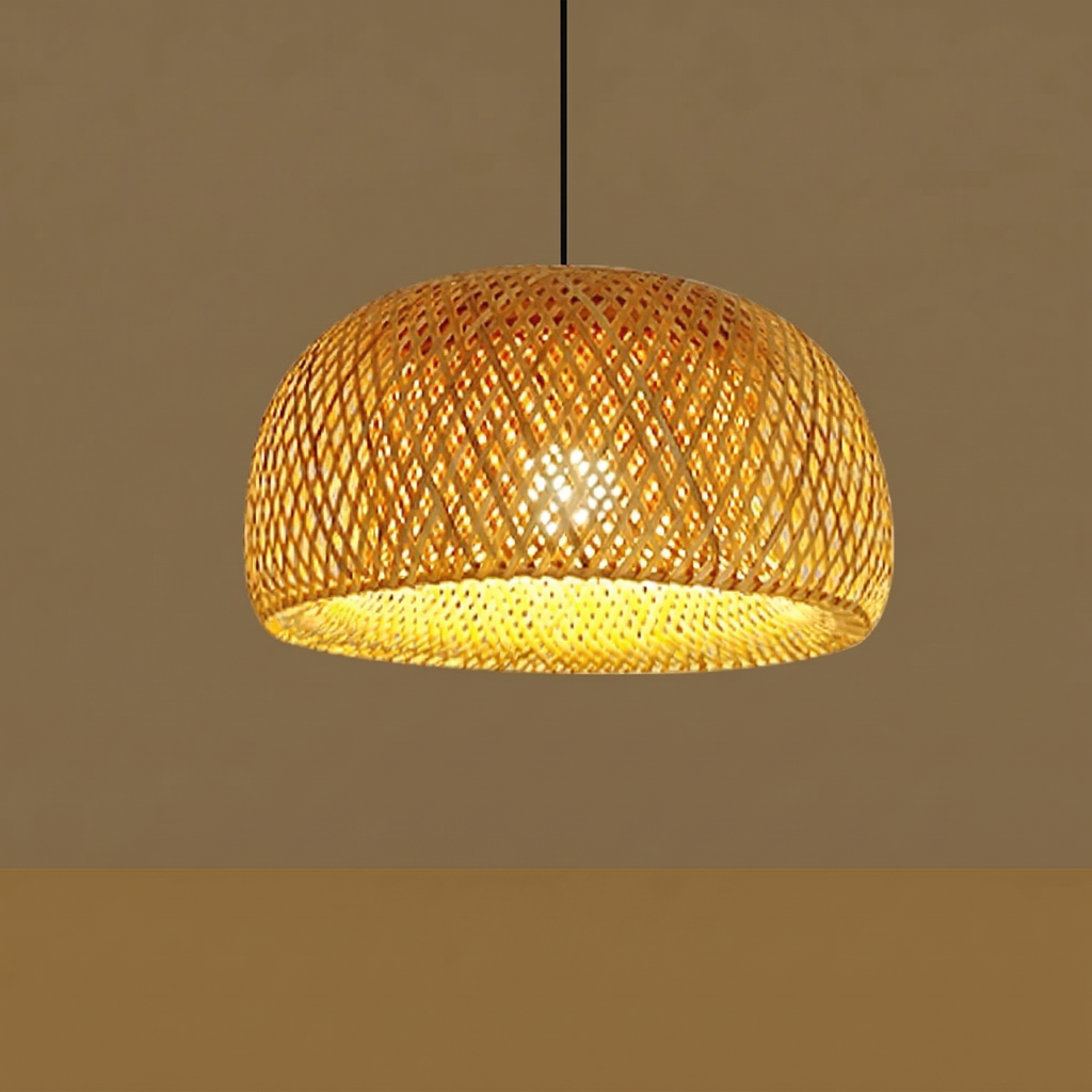 Handwoven Bamboo Dome Pendant Light