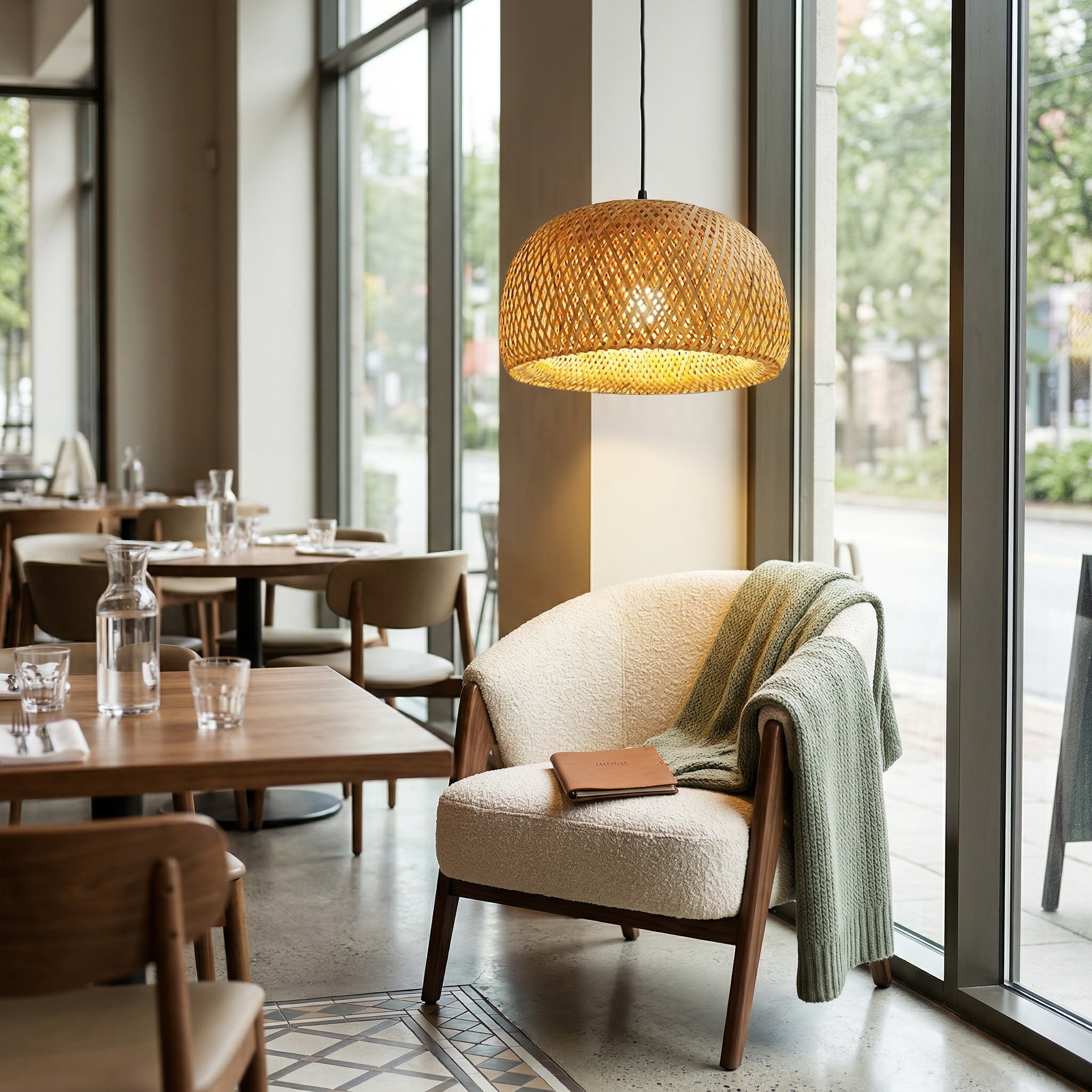 Handwoven Bamboo Dome Pendant Light