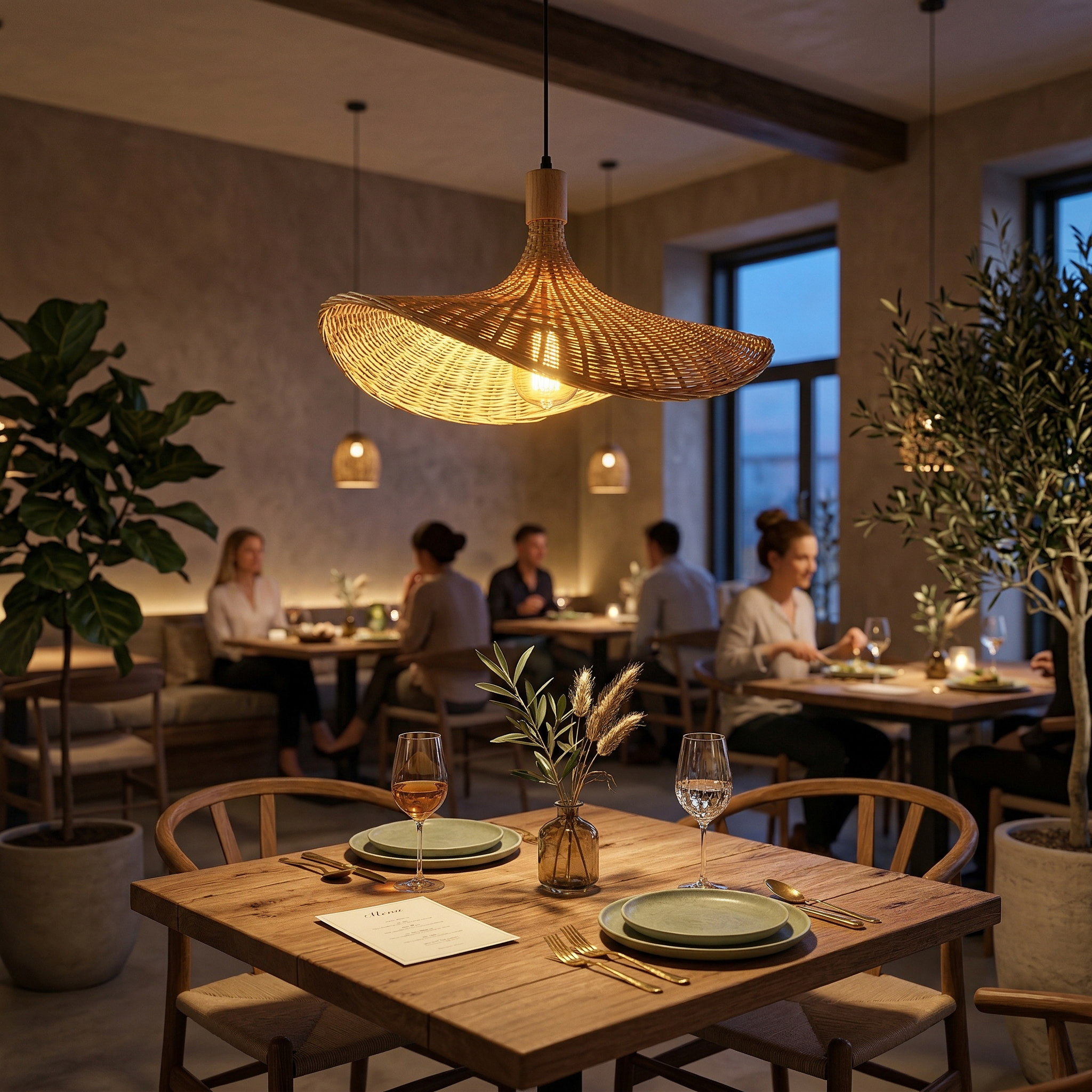 Handwoven Bamboo Wave Pendant Light