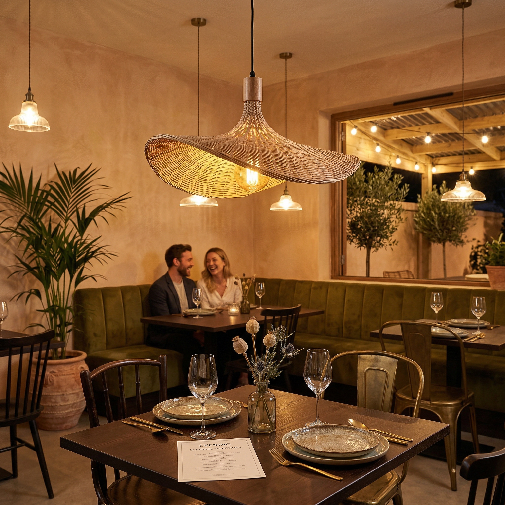 Handwoven Bamboo Wave Pendant Light