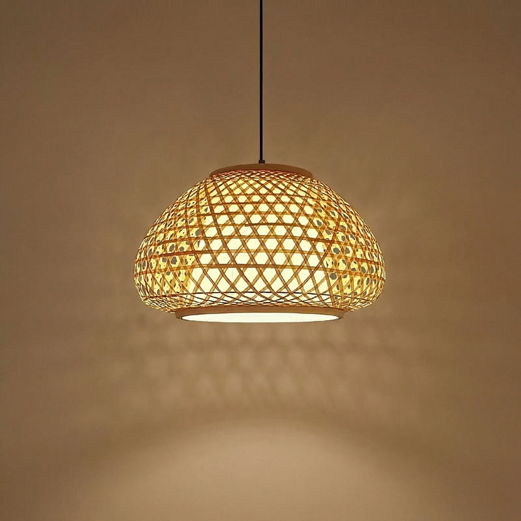 Handwoven Bamboo Basket Pendant Light