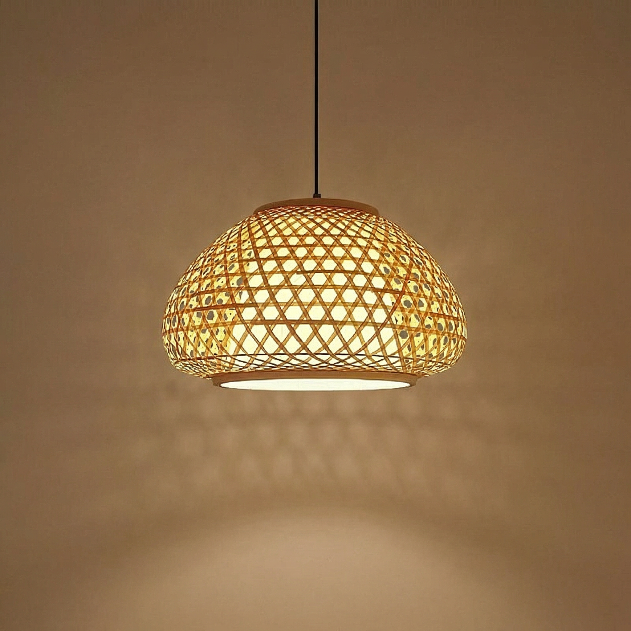 Handwoven Bamboo Basket Pendant Light