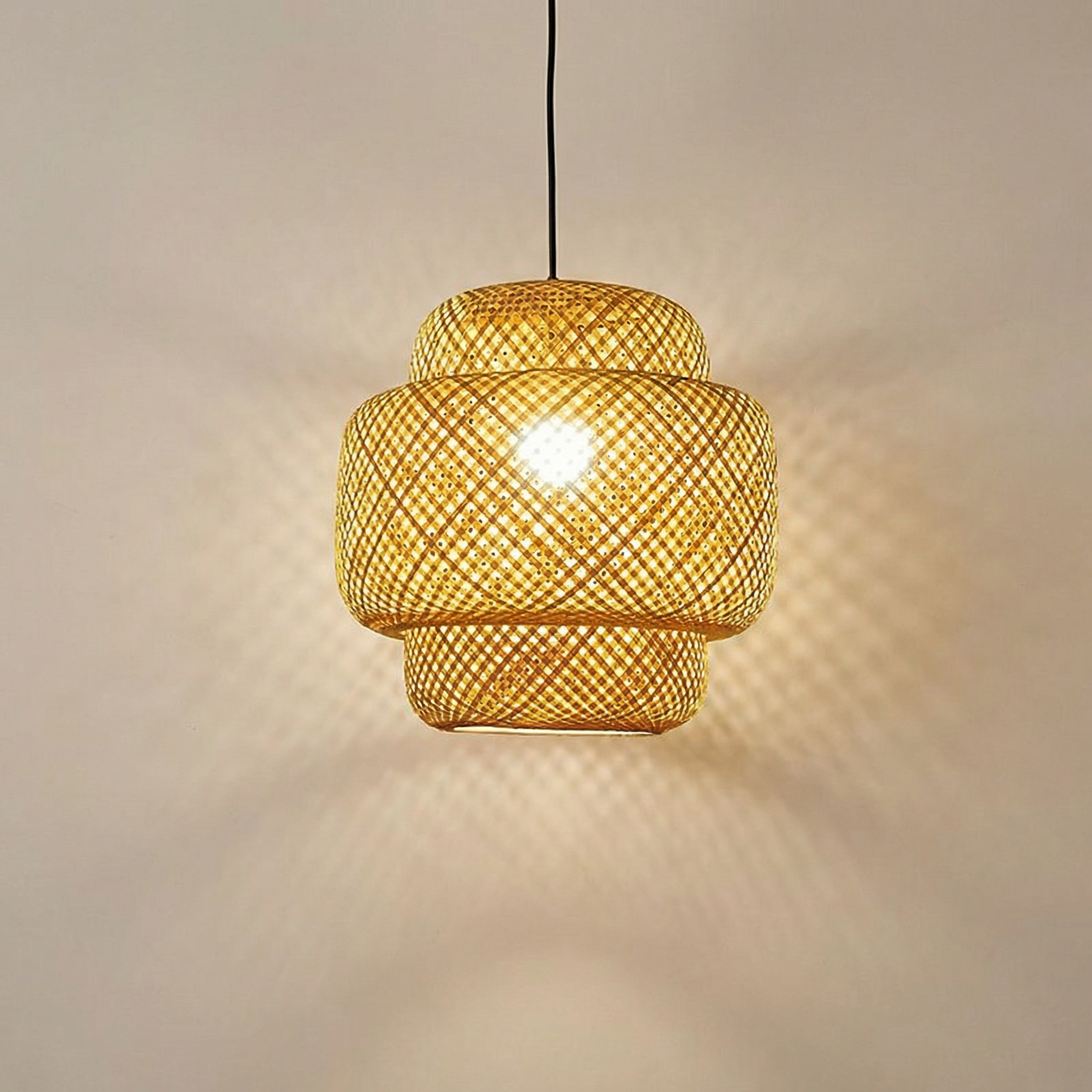 Handwoven Bamboo Layered Pendant Light