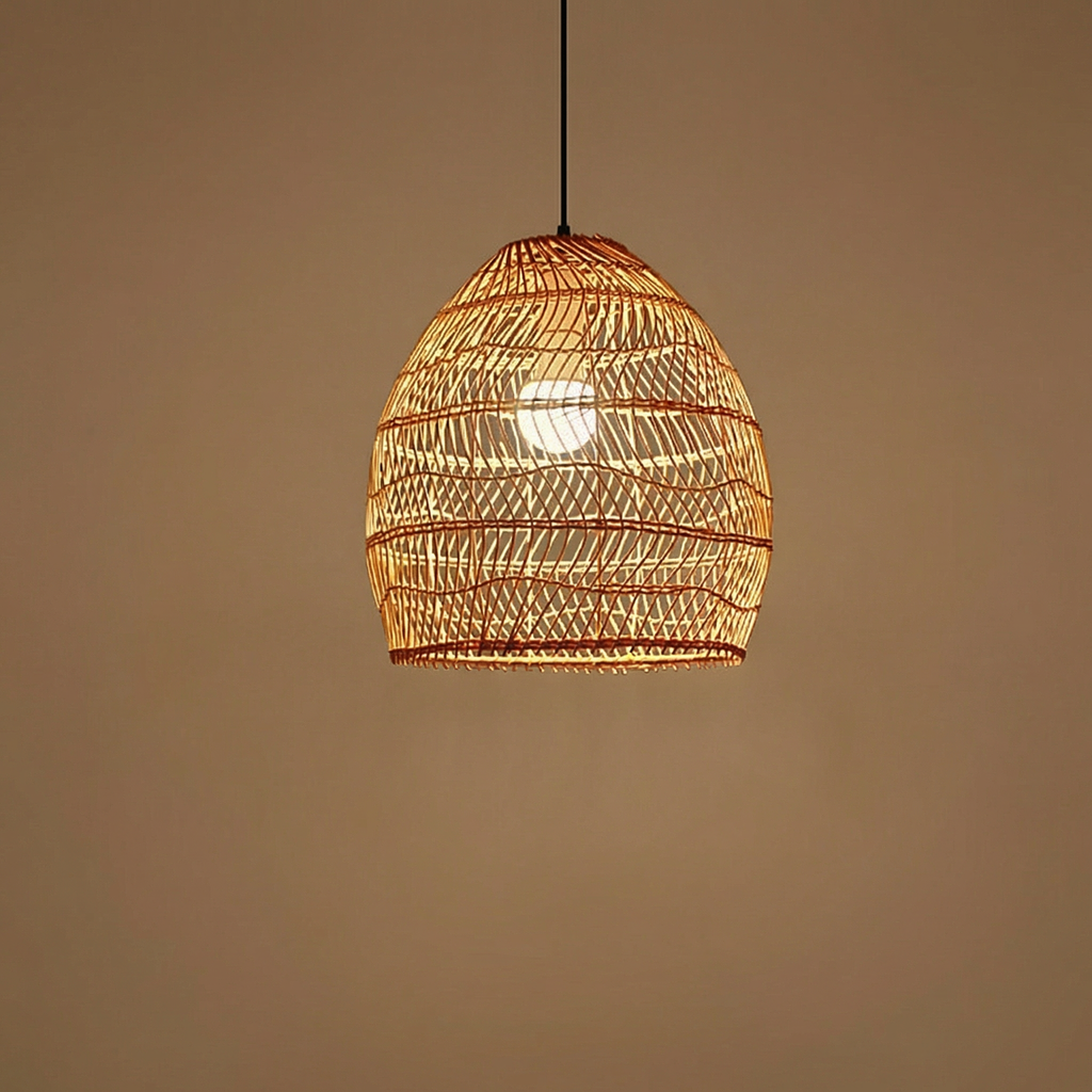 Handwoven Bamboo Bell Pendant Light