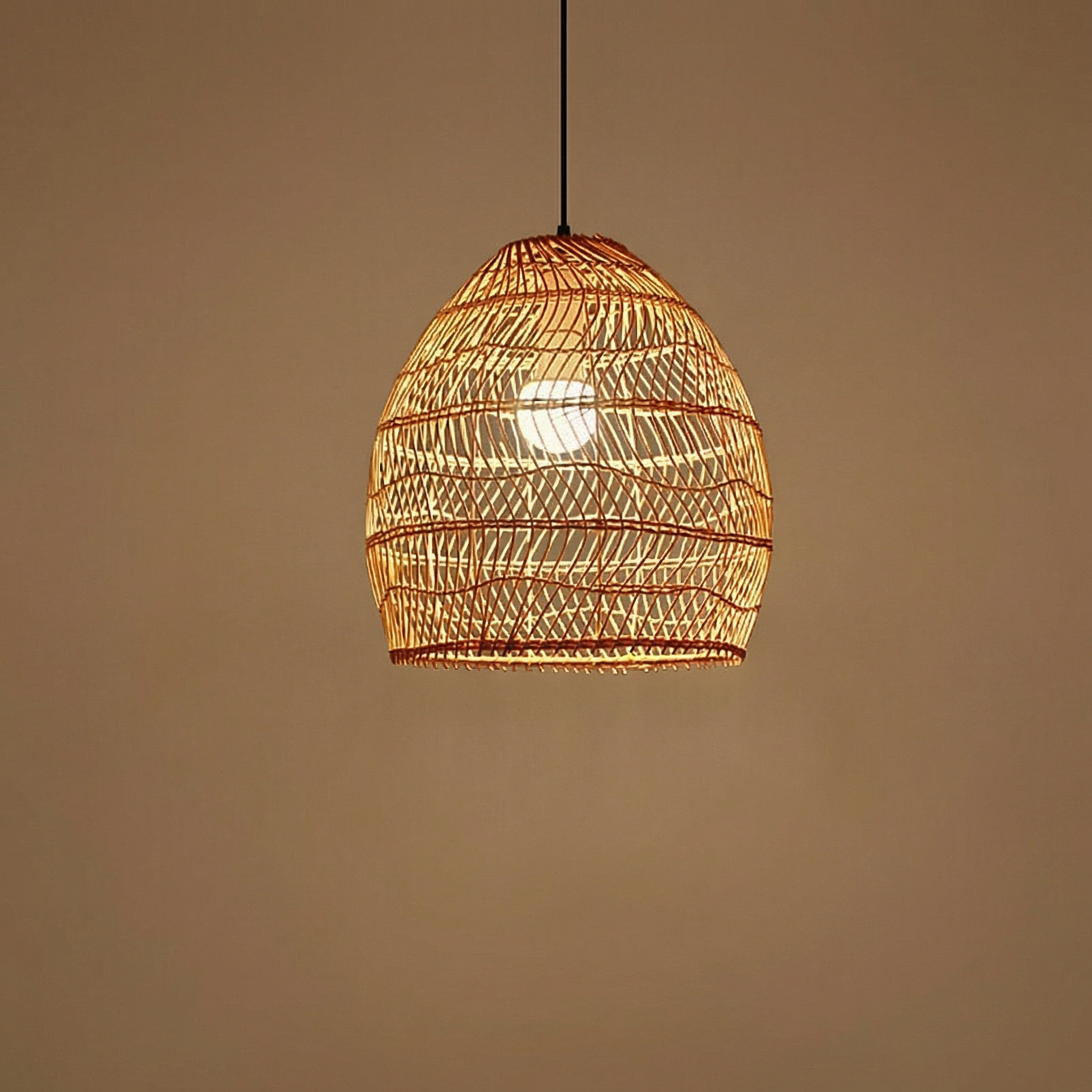 Handwoven Bamboo Bell Pendant Light