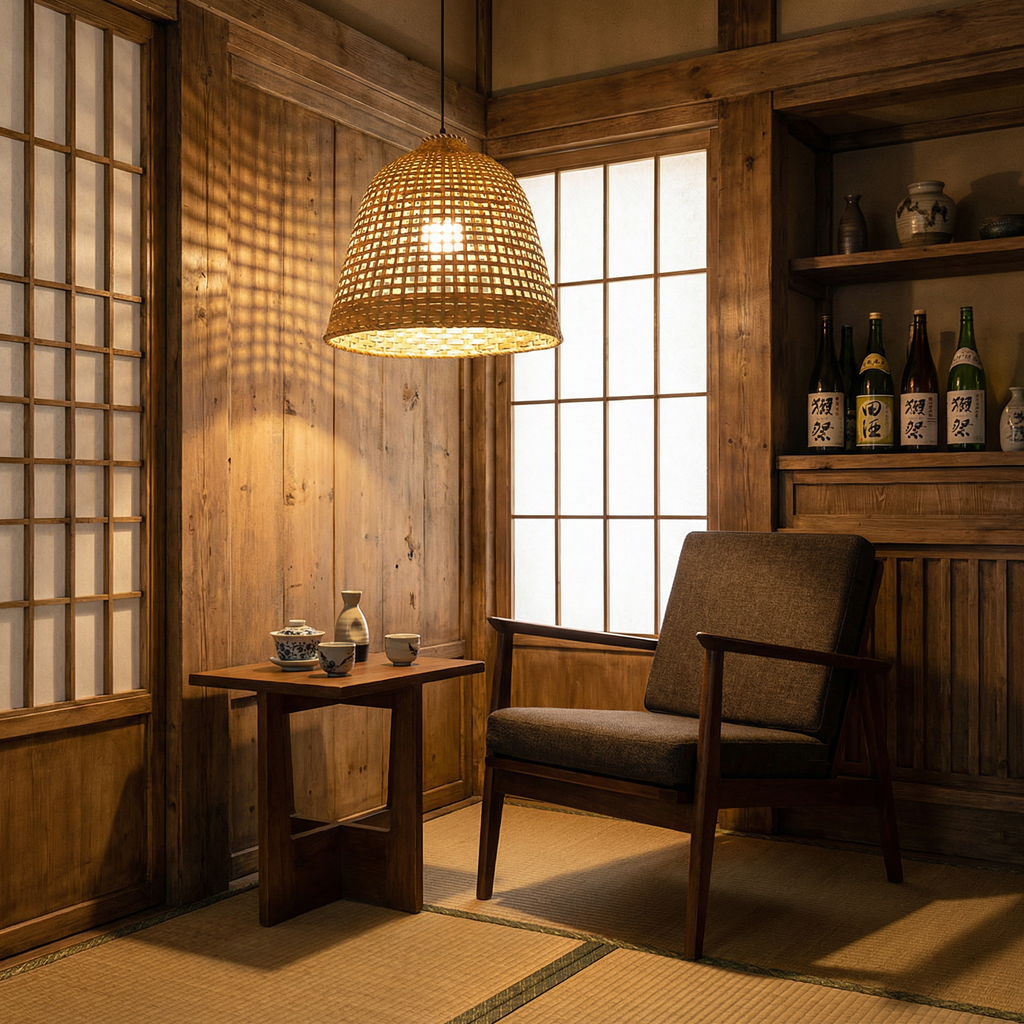 Large Handwoven Bamboo Pendant Light